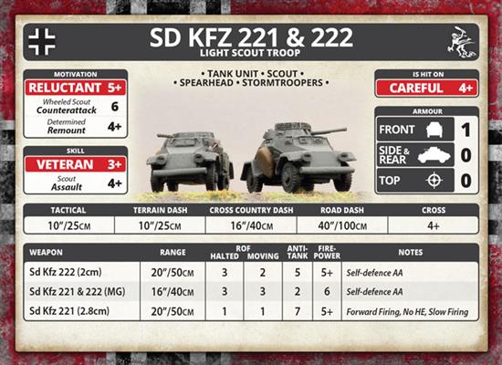 Flames of War: German SD KFZ 221 and 222 Light Scout Troop (Mid War) - Image 10