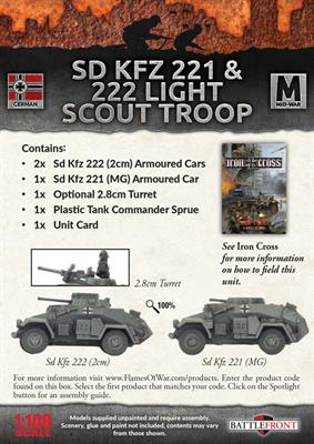 Flames of War: German SD KFZ 221 and 222 Light Scout Troop (Mid War) - Image 2