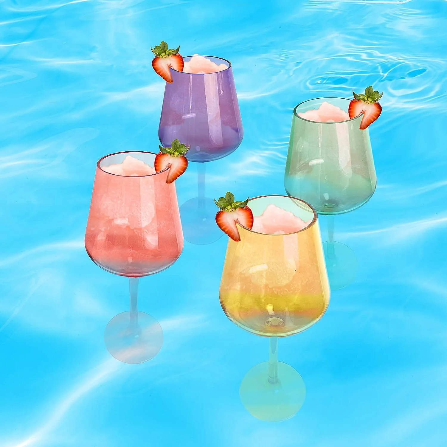 Floating Wine Glasses for Pool - Set of 2-15 OZ Shatterproof Poolside Wine Glasses, Tritan Plastic Reusable, Beach Outdoor Cocktail, Wine, Champagne, Water Glassware Spring Summer (Burnt Orange) by The Wine Savant - Image 3