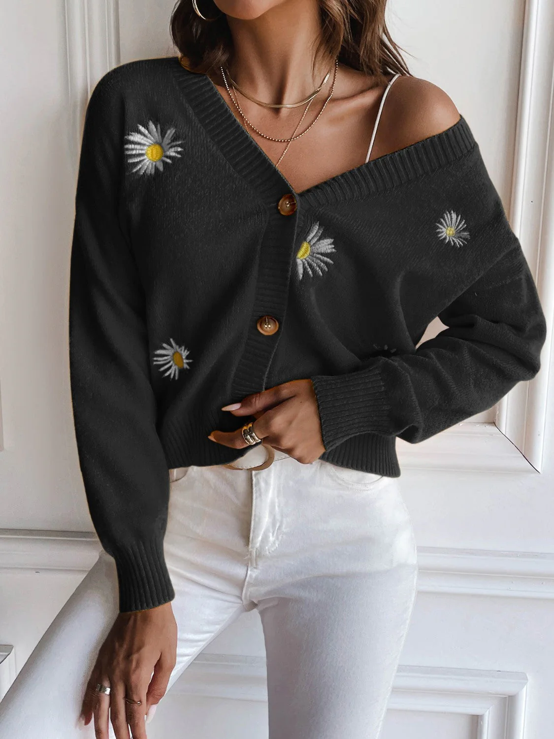 Floral Button Up Cardigan - Image 3