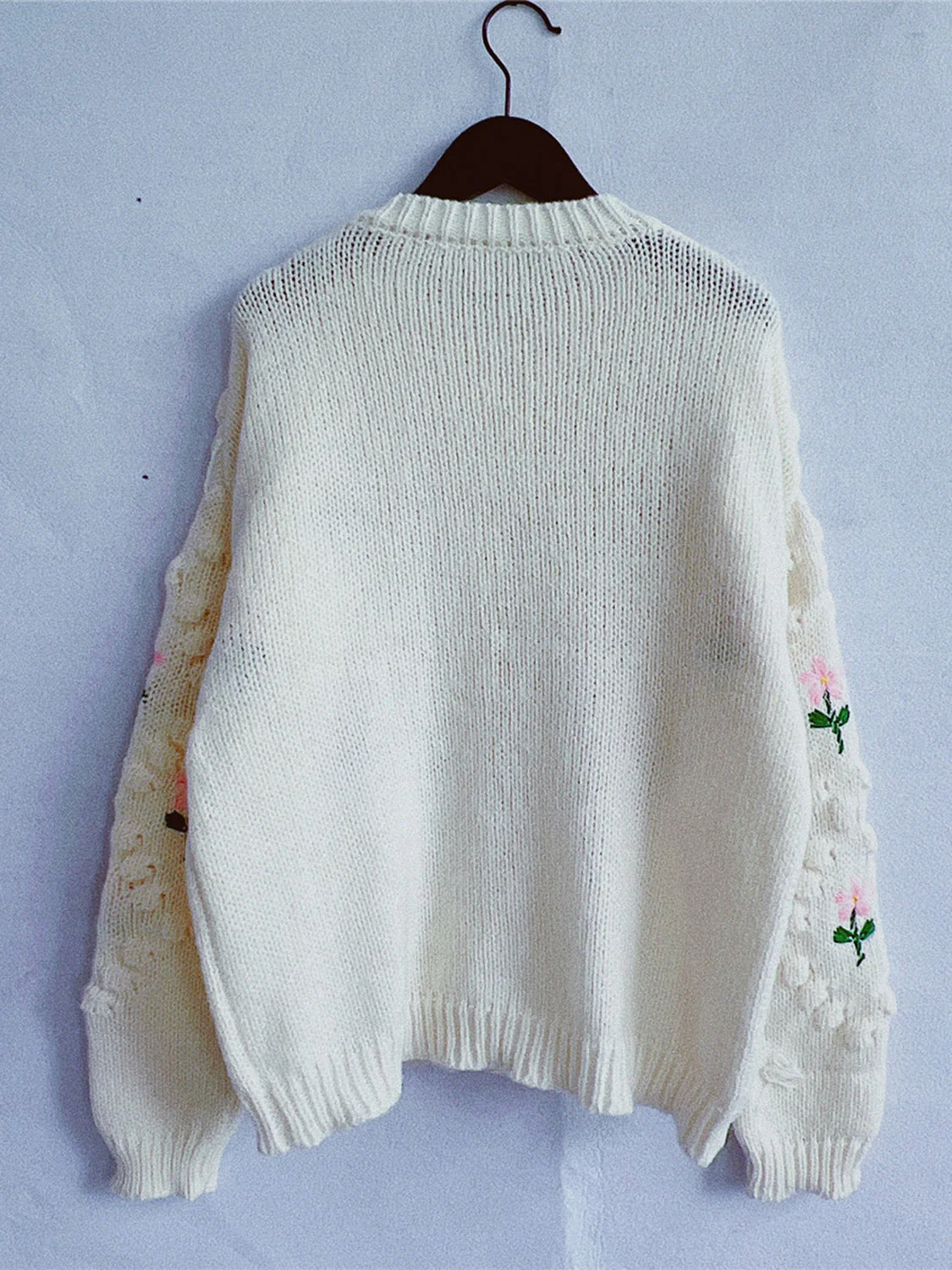 Floral Button Up Round Neck Long Sleeve Cardigan - Image 3