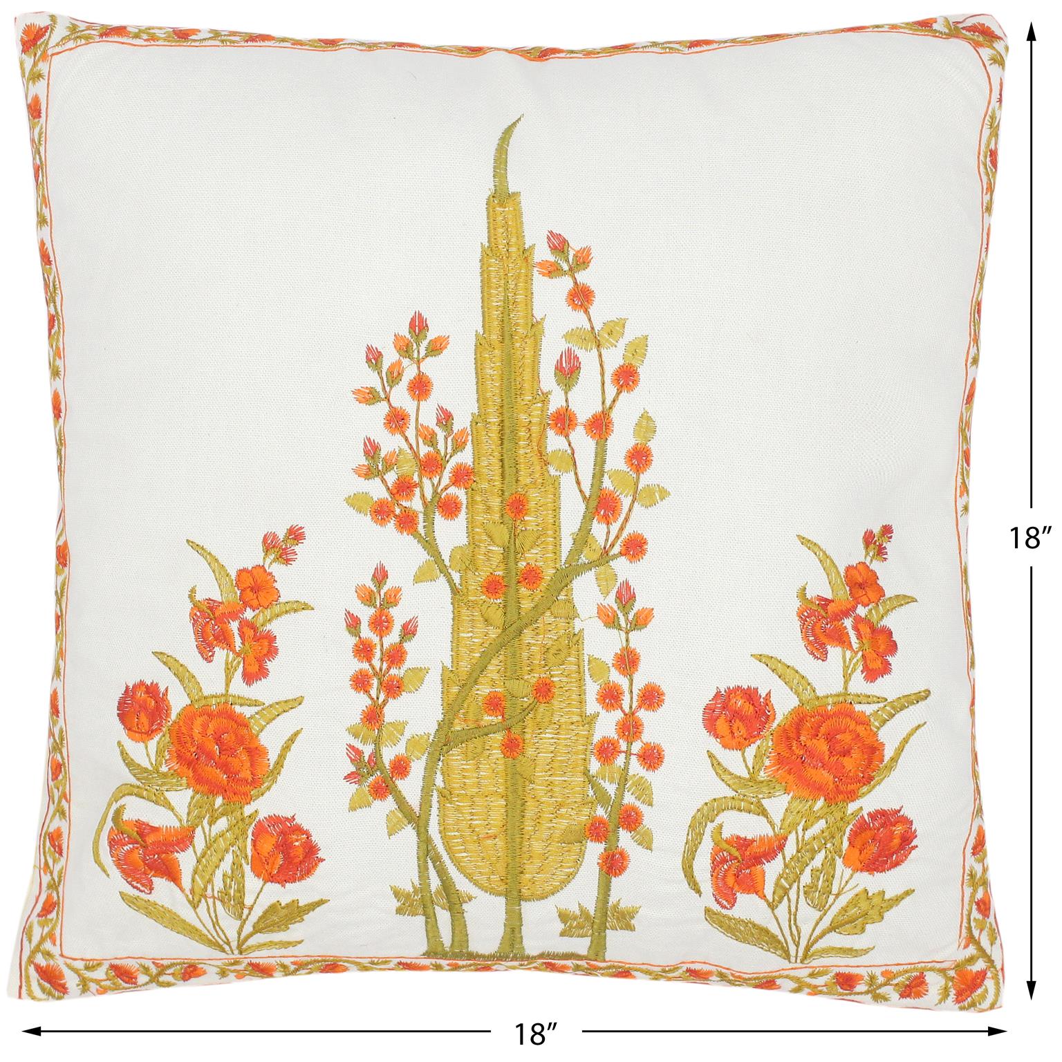 Floral Embroidered Partheni Rose Cotton Pillow by Bareens Designer Rugs - Image 3