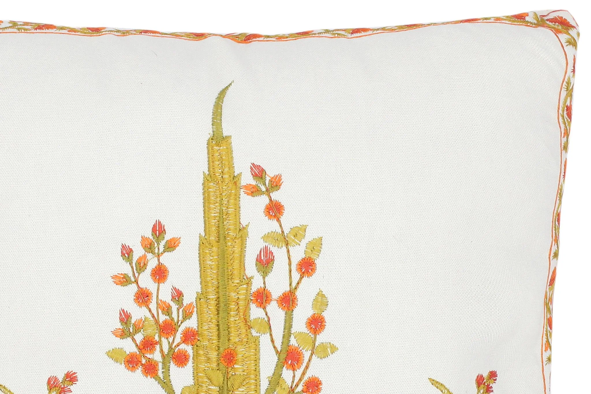 Floral Embroidered Partheni Rose Cotton Pillow by Bareens Designer Rugs - Image 4