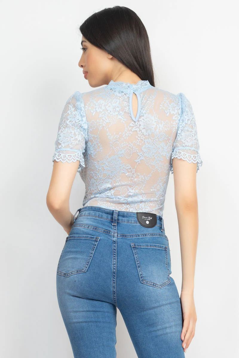 Floral Lace Corset Keyhole Bodysuit - Image 5