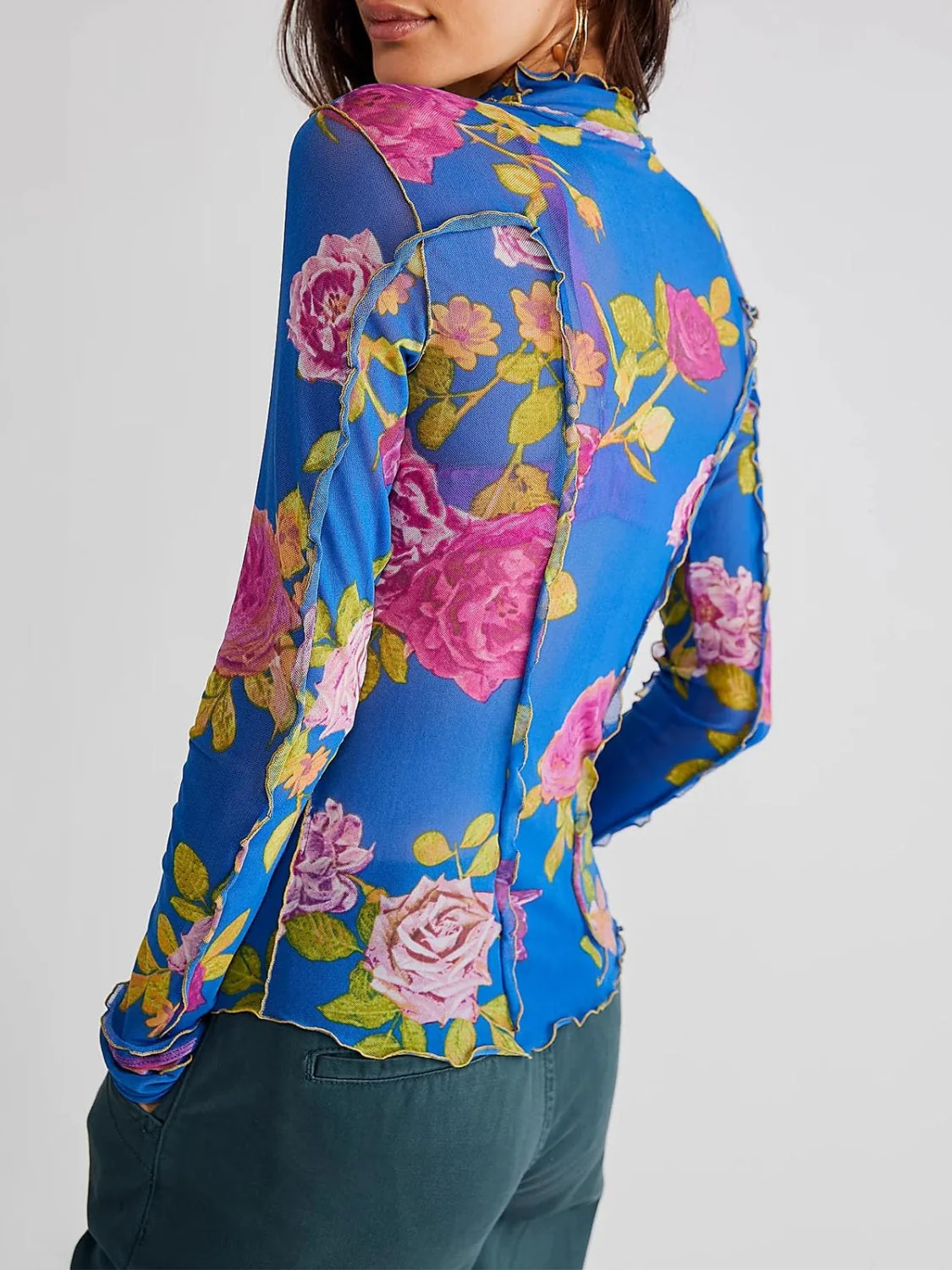 Floral Mock Neck Long Sleeve Top - Image 8