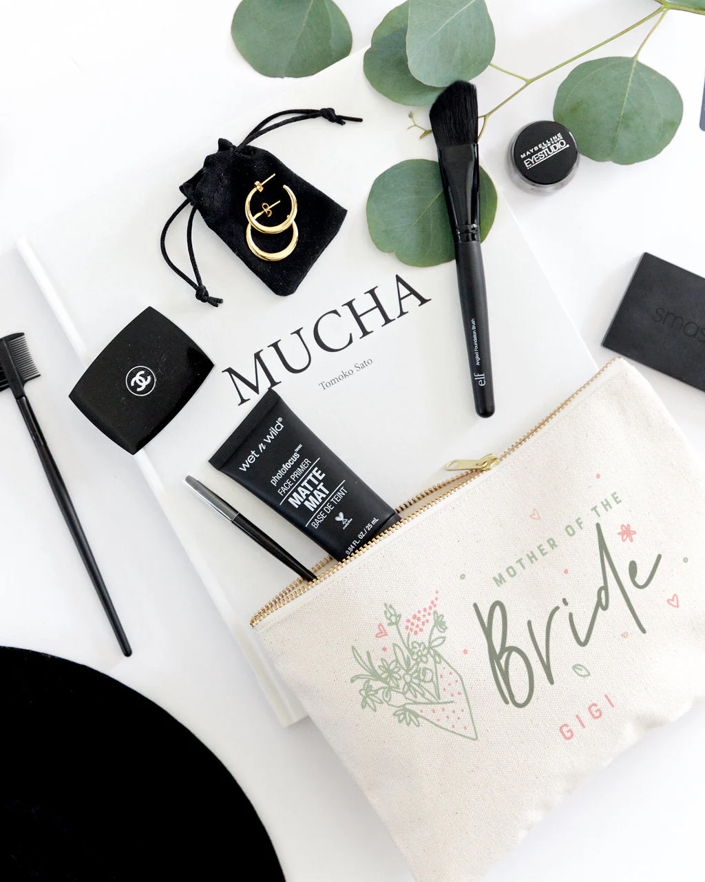 Floral Mother of the Bride Personalized Cotton Canvas Cosmetic Bag by The Cotton & Canvas Co. - Image 3