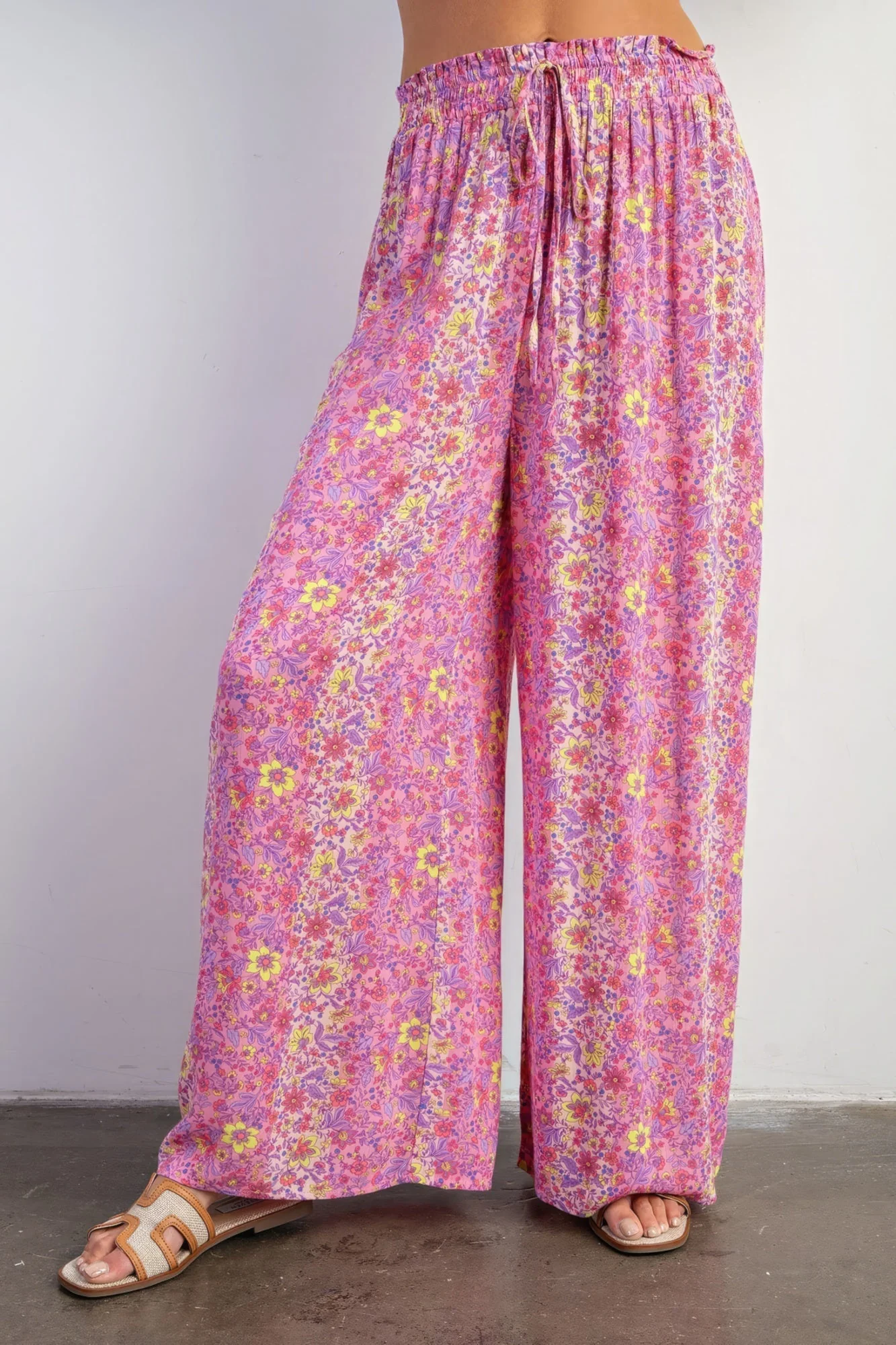 Floral Print Gauze Palazzo Pants - Image 4