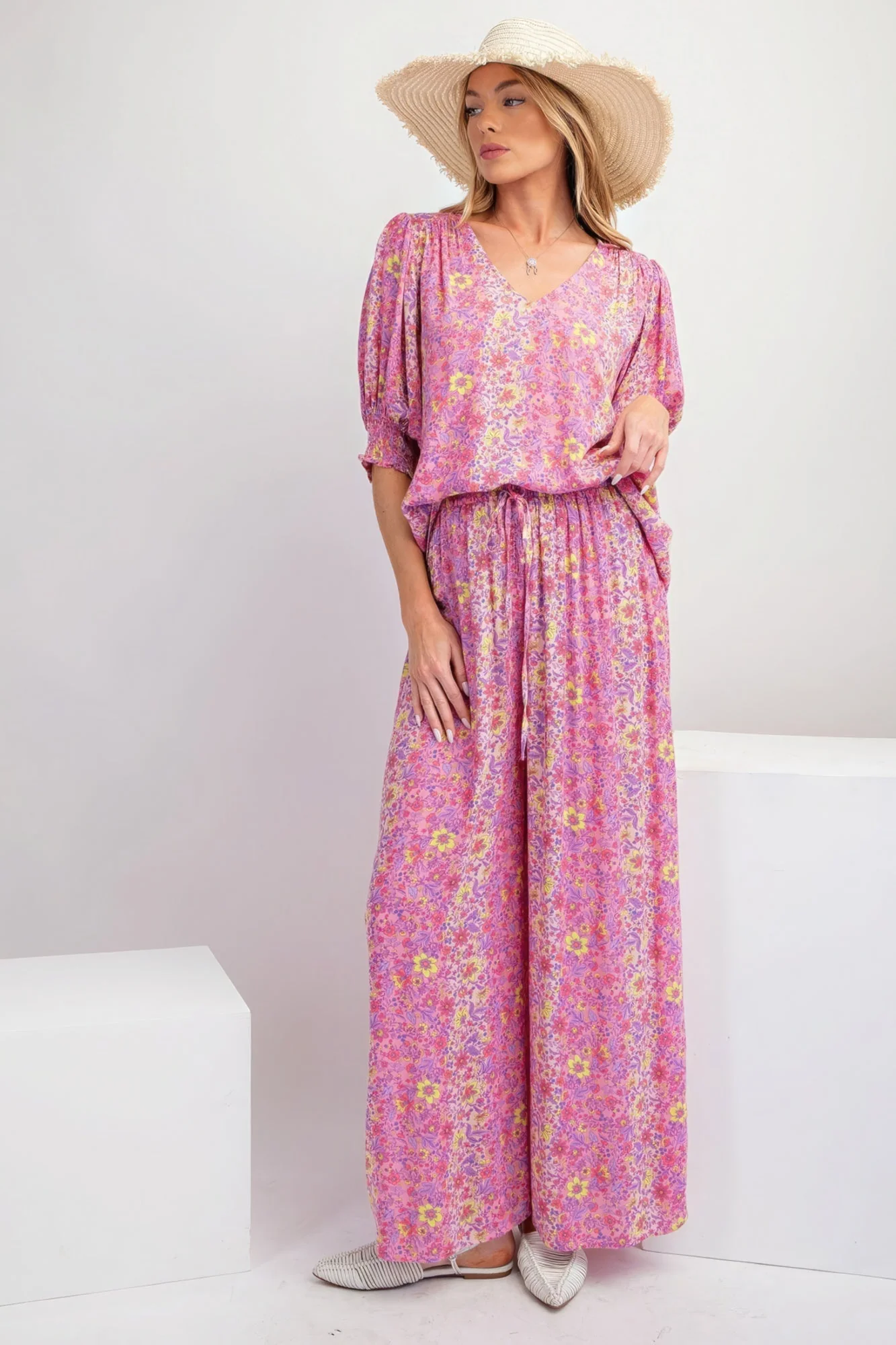 Floral Print Gauze Palazzo Pants - Image 5