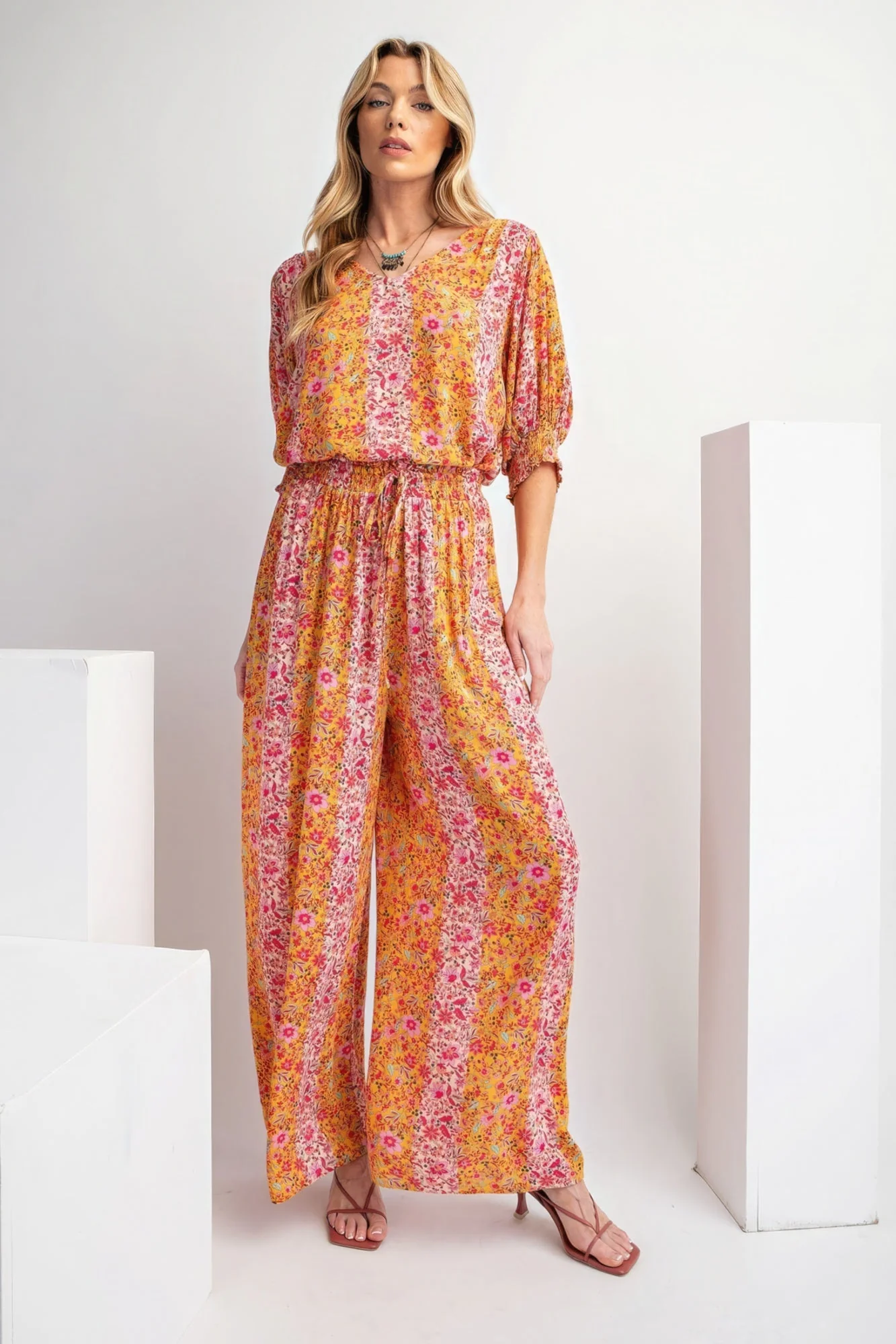 Floral Print Gauze Palazzo Pants - Image 8