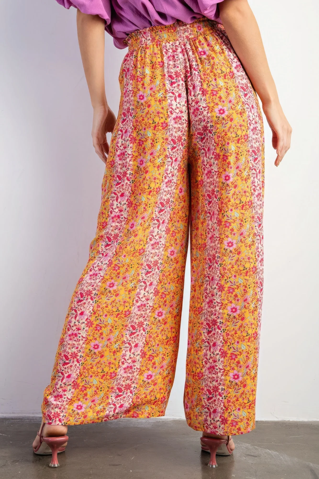 Floral Print Gauze Palazzo Pants - Image 9