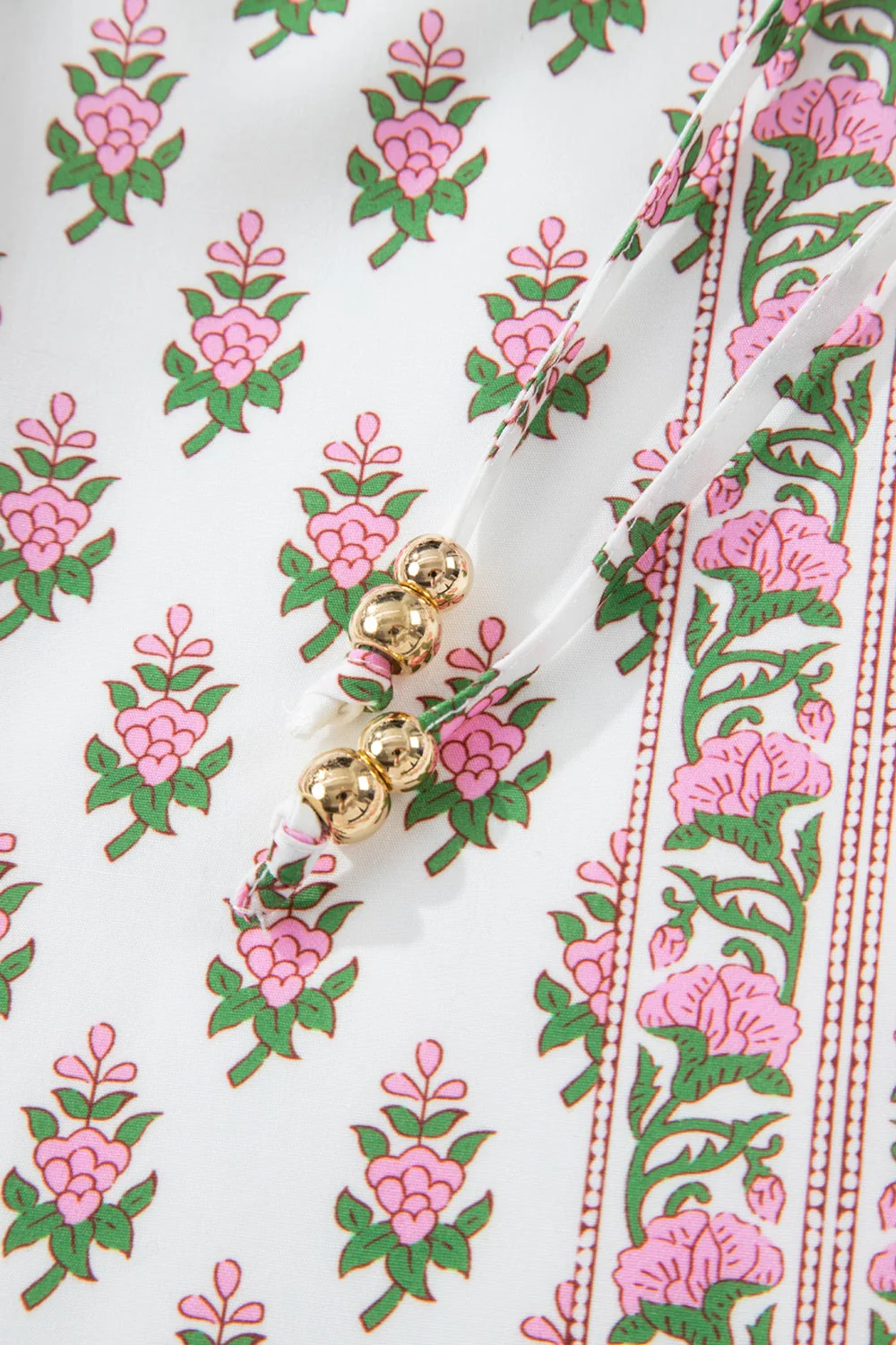 Floral Print Puff Sleeve Tie Neck Ruffled Hem Dress - Image 7