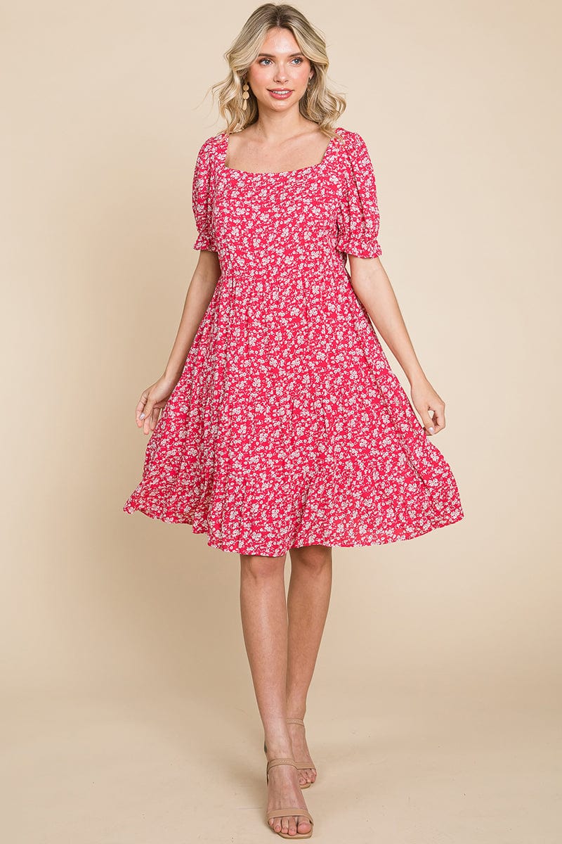 Floral Printed Square Neck Layered Dress by RolyPoly Apparel - Image 12