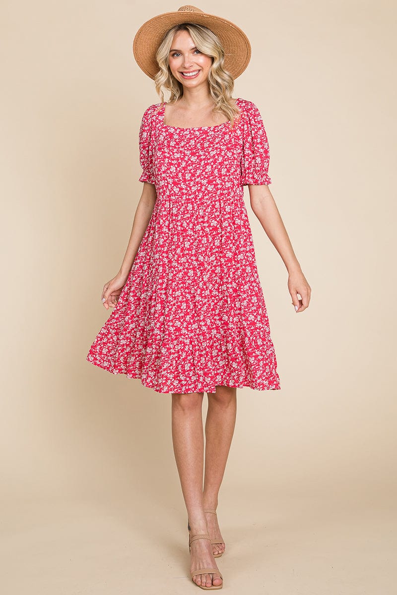 Floral Printed Square Neck Layered Dress by RolyPoly Apparel - Image 19