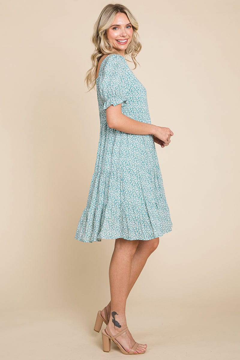 Floral Printed Square Neck Layered Dress by RolyPoly Apparel - Image 5