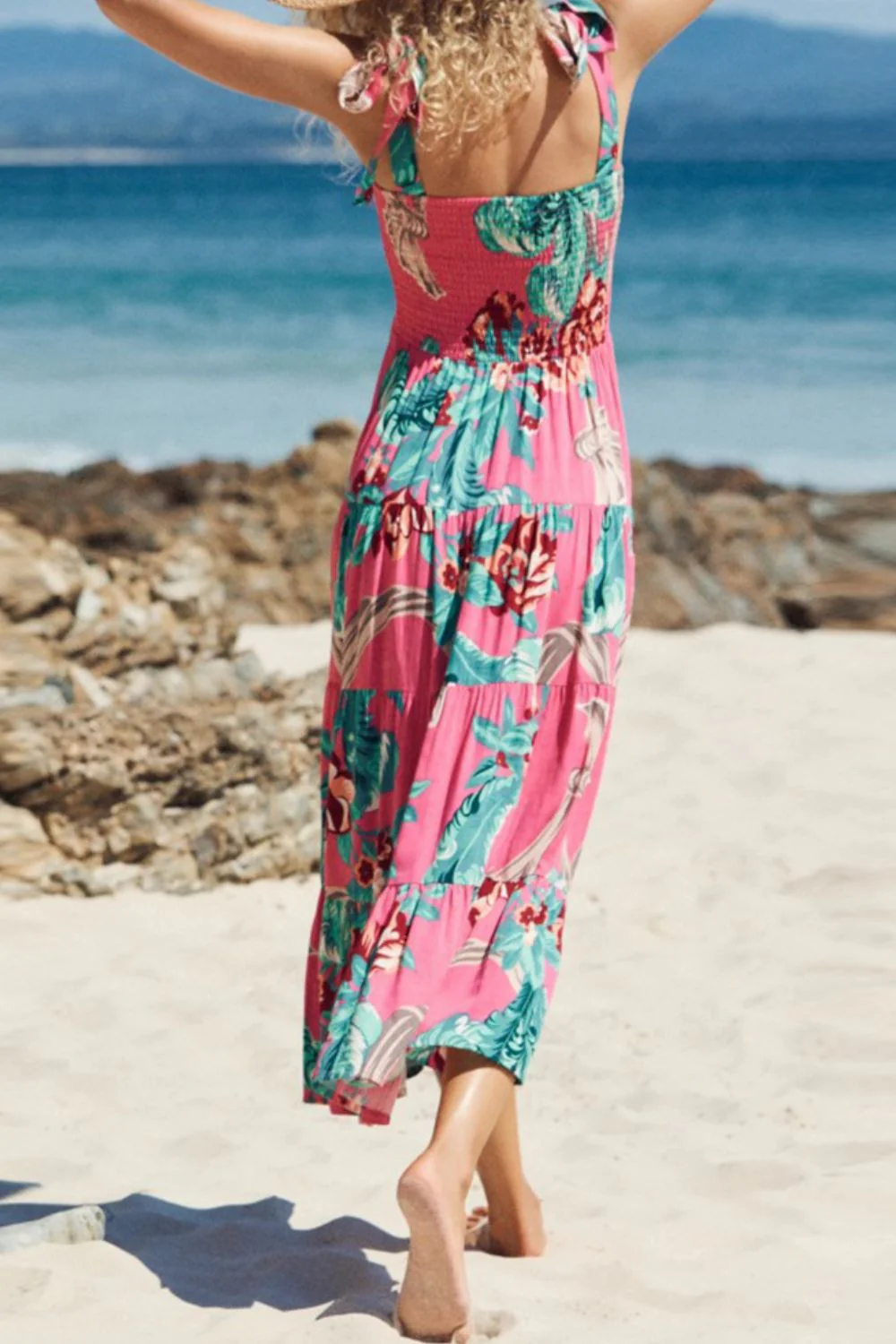 Floral Smocked Tie-Shoulder Tiered Dress - Image 2