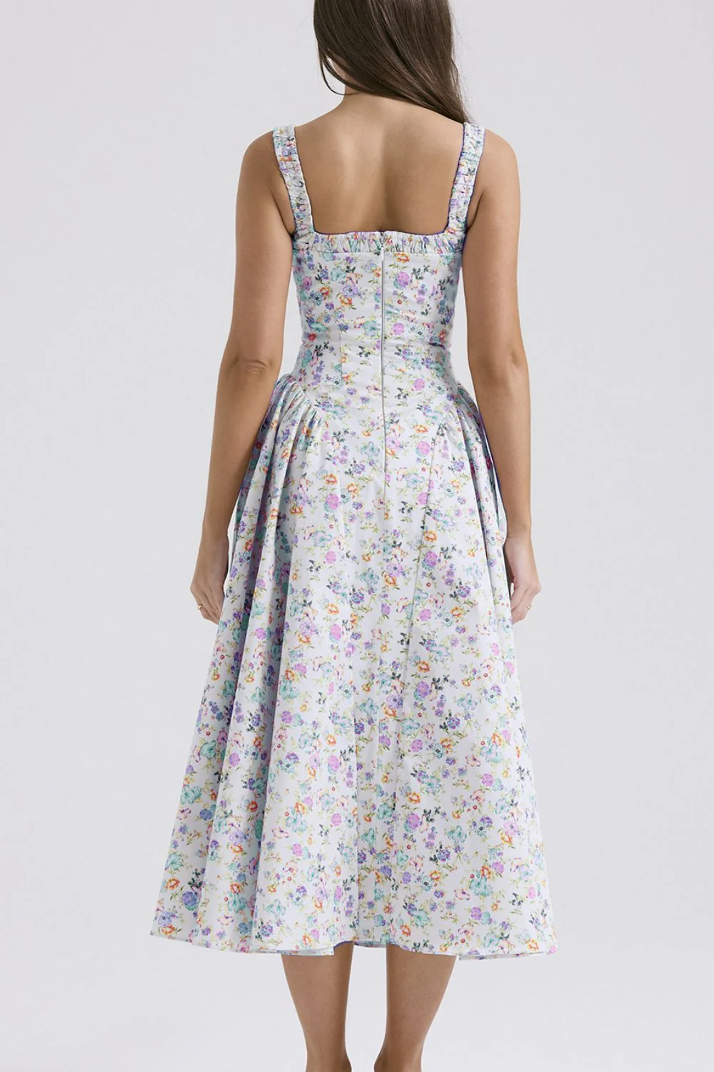 Floral Square Neck Wide Strap Midi Dress - Image 2