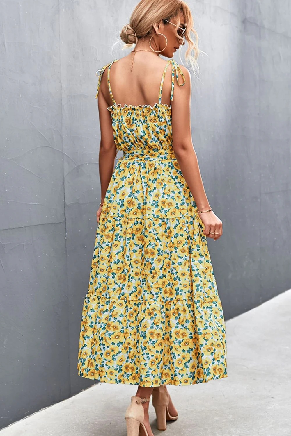 Floral Tie-Shoulder Belted Dress - Image 2