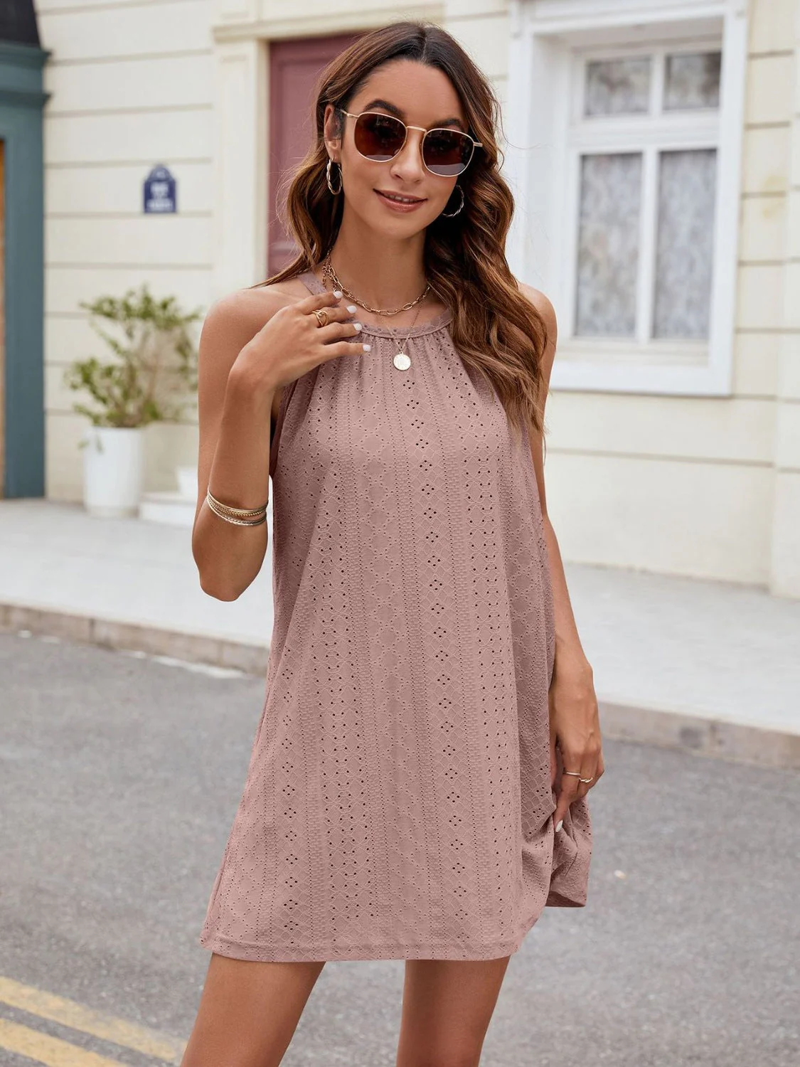 Florira Eyelet Sleeveless Mini Dress - Image 16