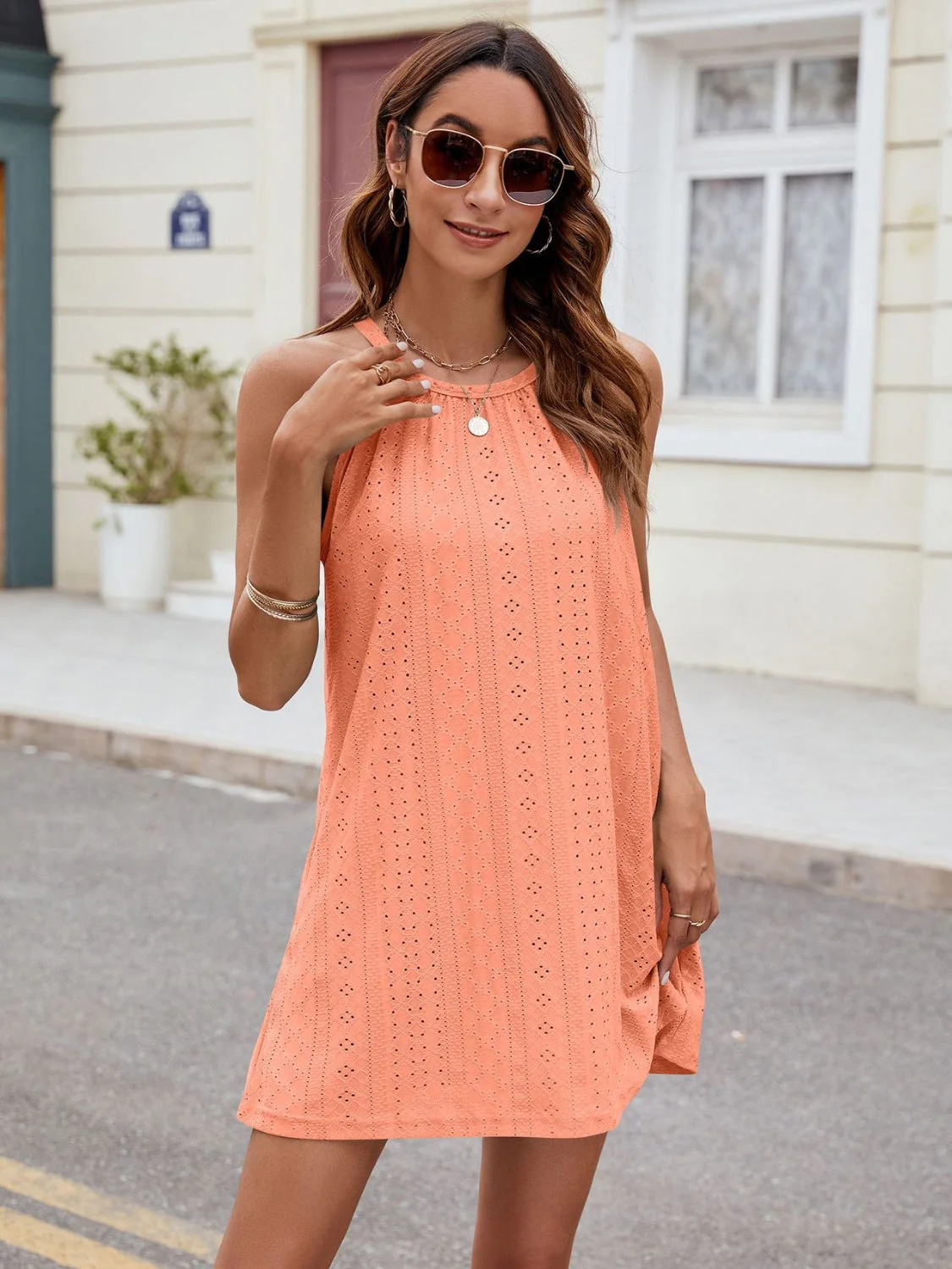 Florira Eyelet Sleeveless Mini Dress - Image 9