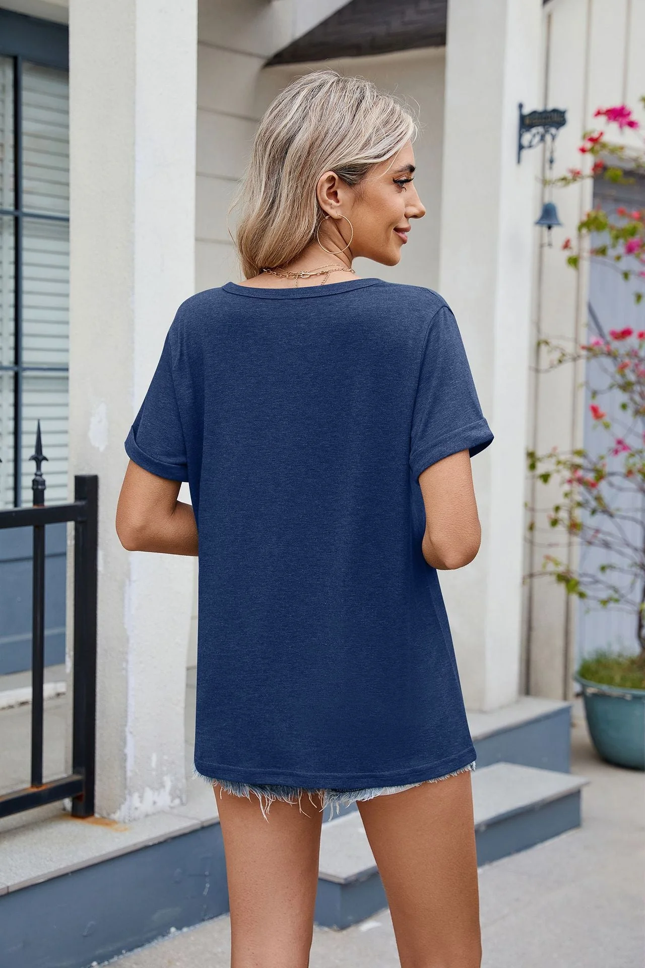 Florira Notched Short Sleeve T-Shirt - Image 12