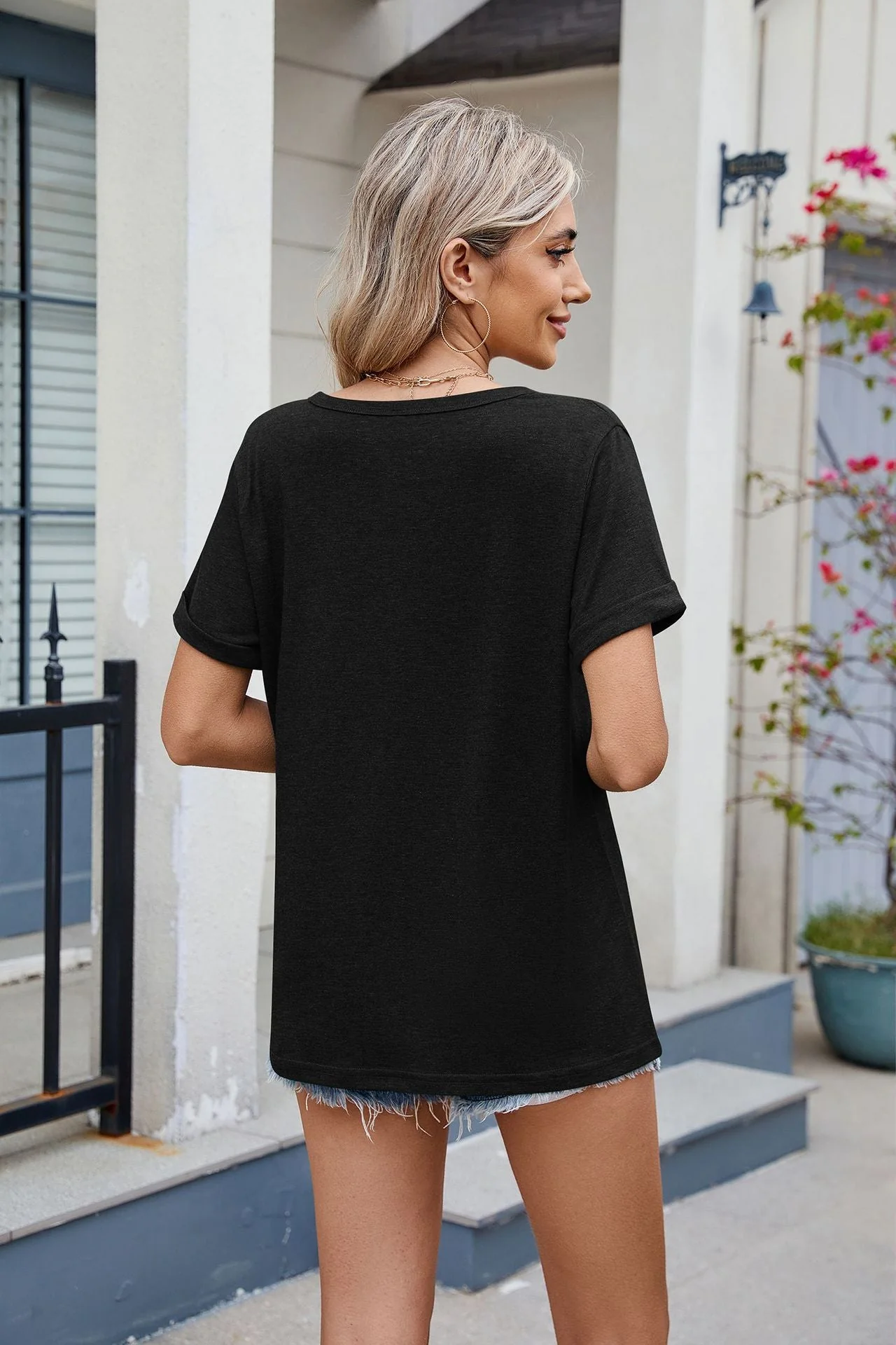 Florira Notched Short Sleeve T-Shirt - Image 16