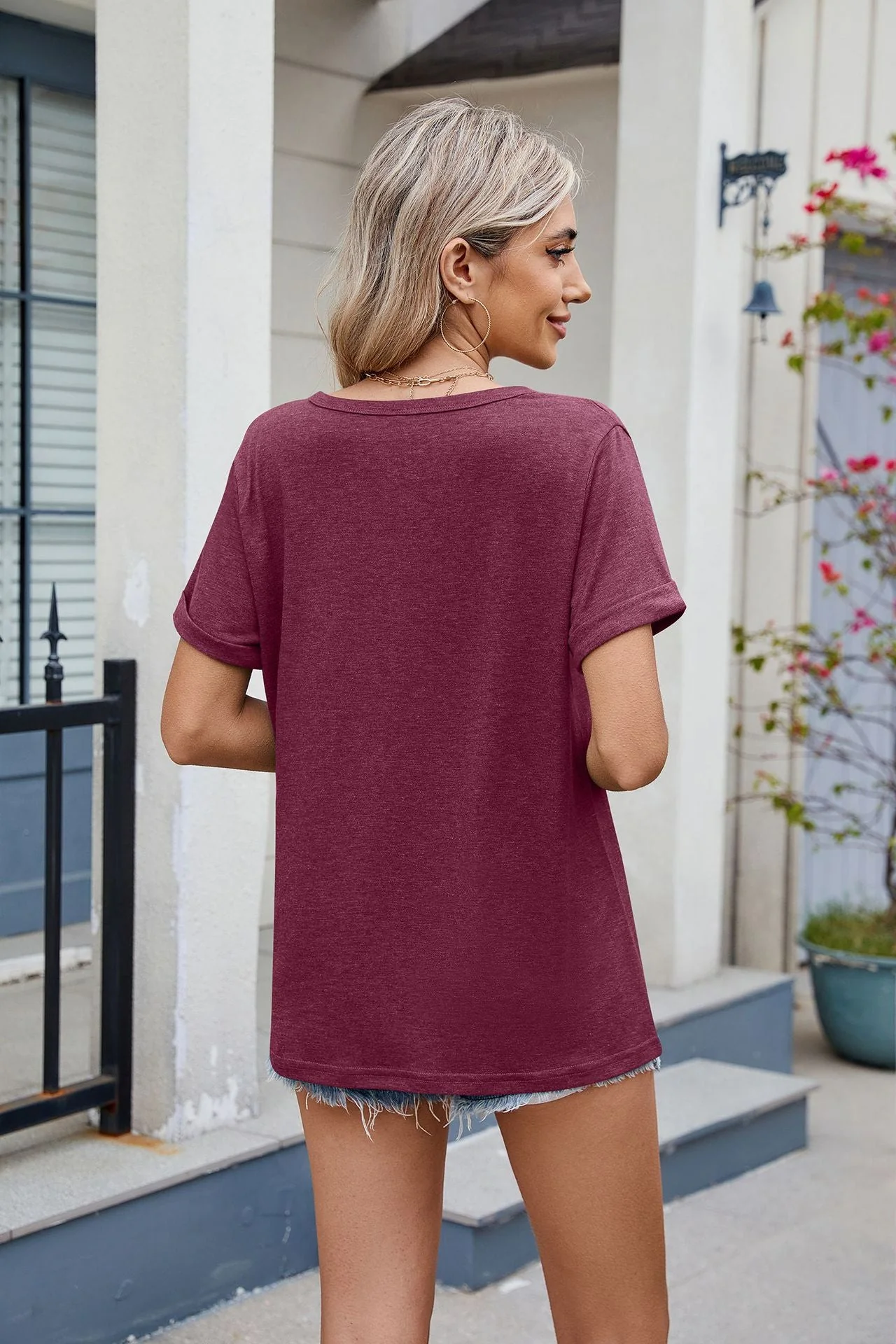 Florira Notched Short Sleeve T-Shirt - Image 22