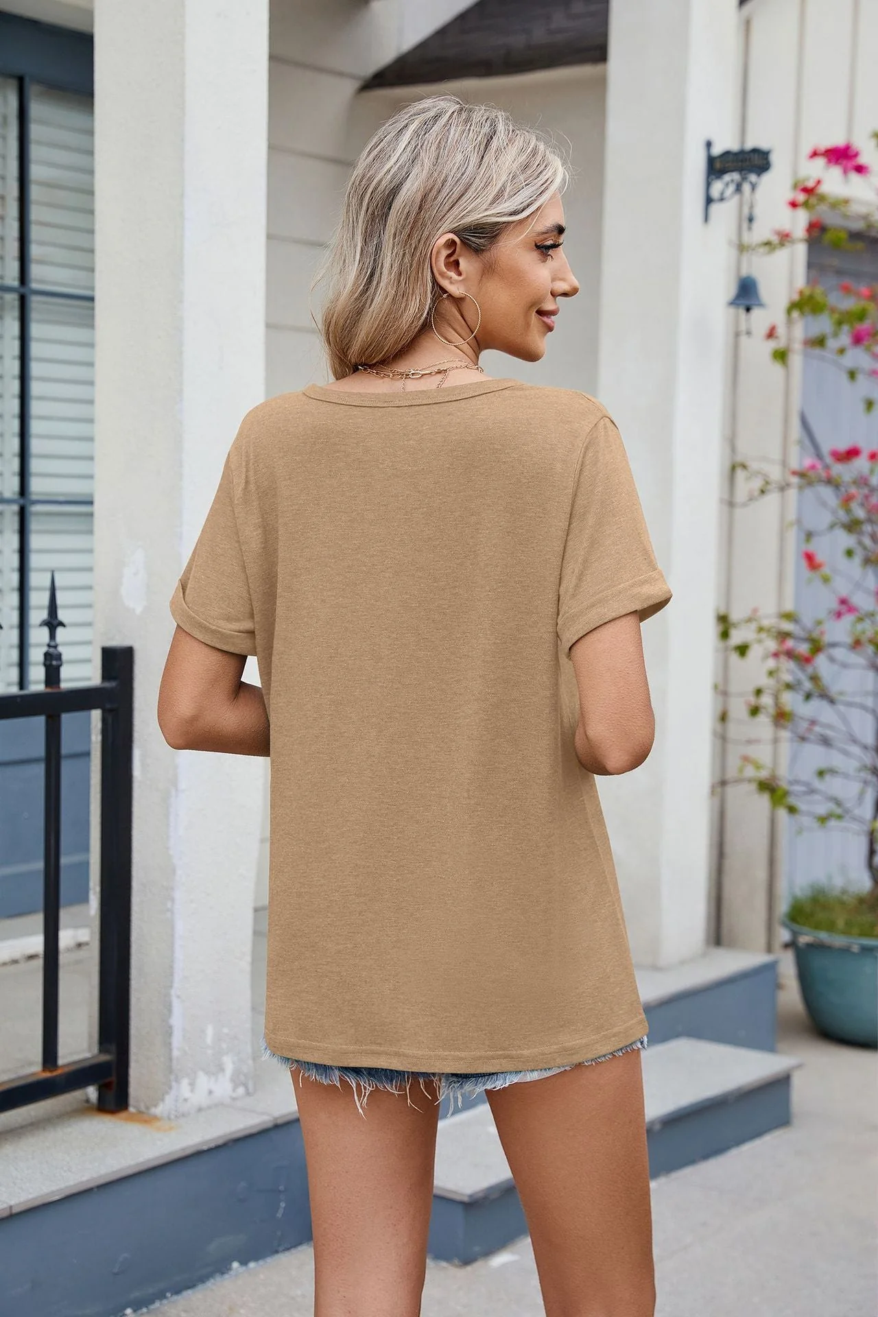 Florira Notched Short Sleeve T-Shirt - Image 25