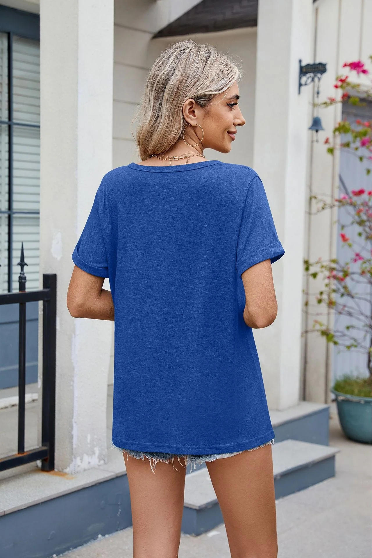 Florira Notched Short Sleeve T-Shirt - Image 5