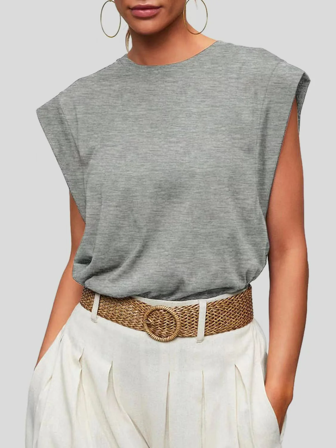 Florira Round Neck Cap Sleeve T-Shirt - Image 24