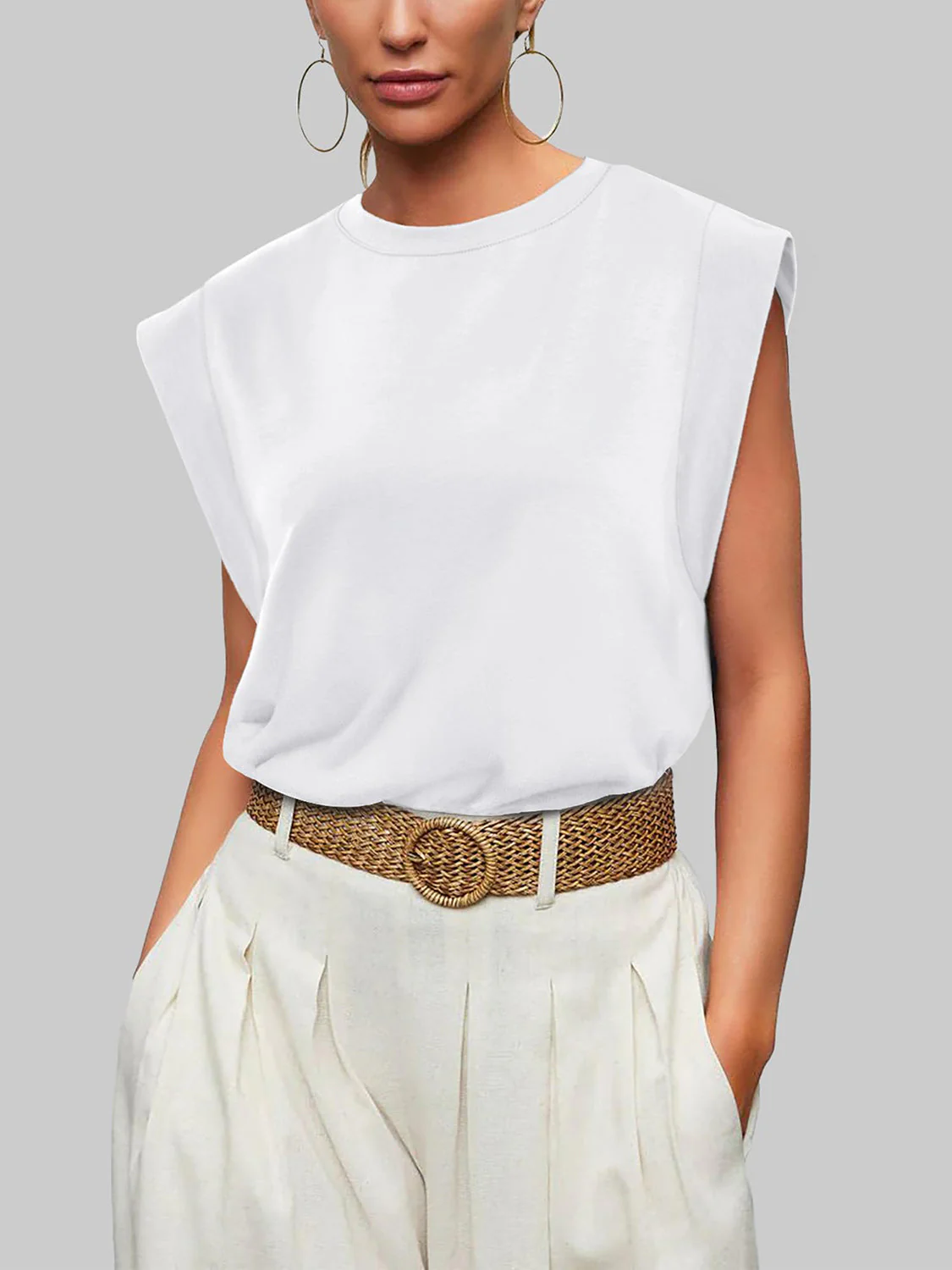 Florira Round Neck Cap Sleeve T-Shirt - Image 4