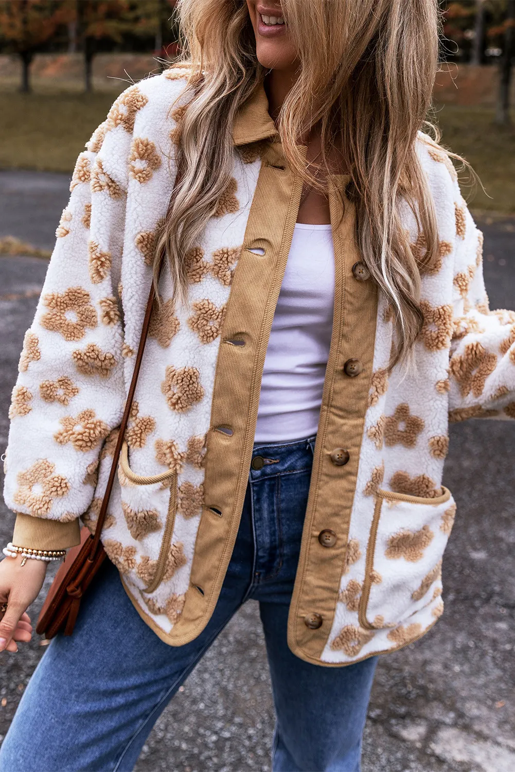 Flower Button Up Long Sleeve Jacket - Image 2