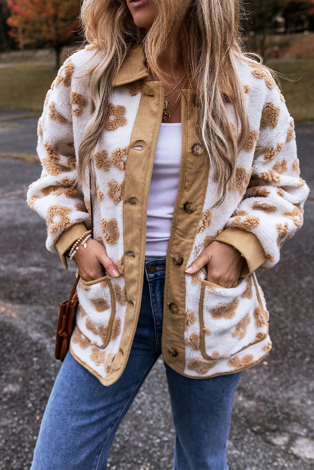 Flower Button Up Long Sleeve Jacket - Image 3