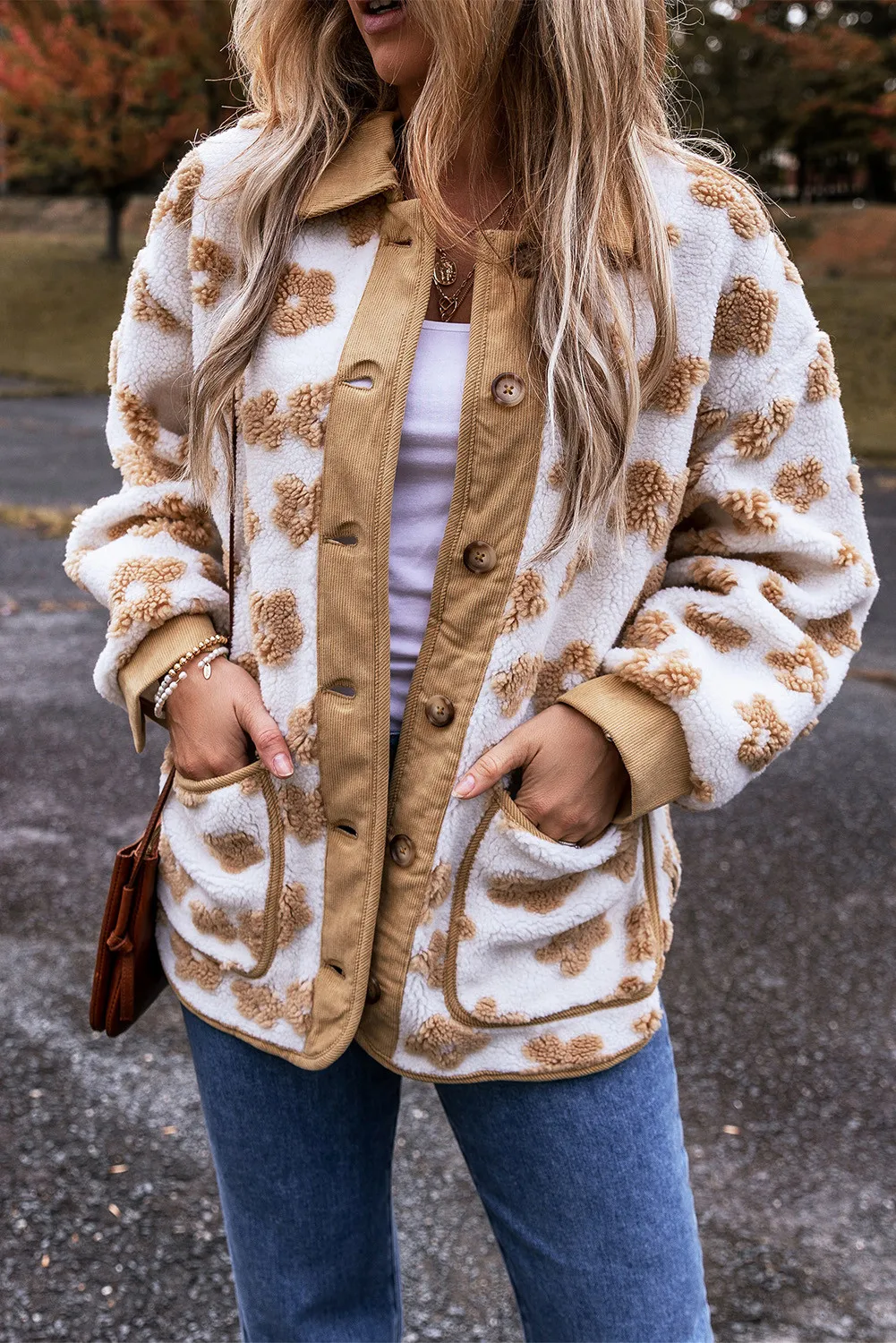 Flower Button Up Long Sleeve Jacket - Image 4