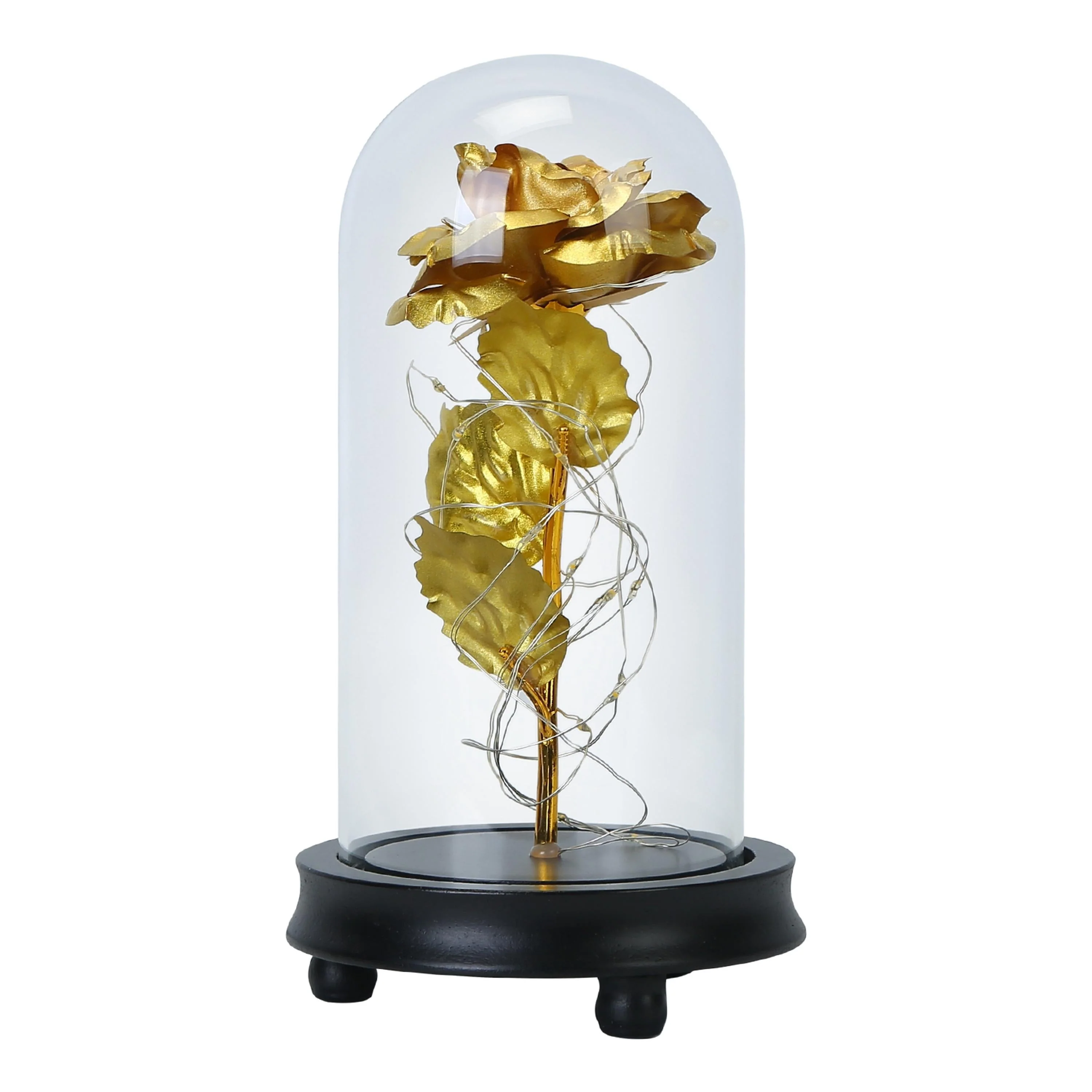 Foil Rose LED String Light Rose Fairy Lamp w/ Glass Dome For Valentines� Day Mother�s Day Wedding Birthday