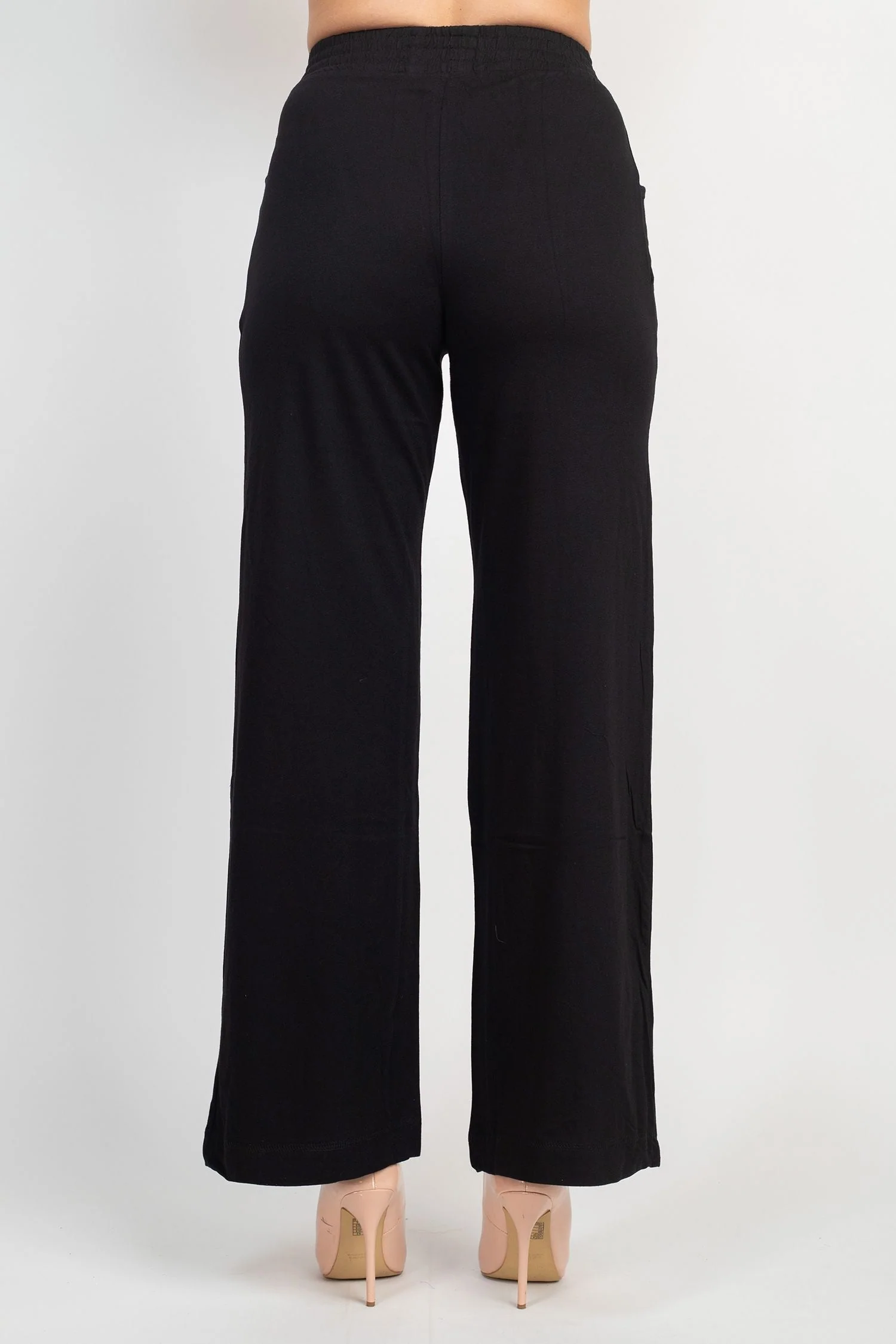 For the Republic Elastic Mid Waist Wide Leg Pockets Solid Pull-on Jersey Pant by Curated Brands - Image 3