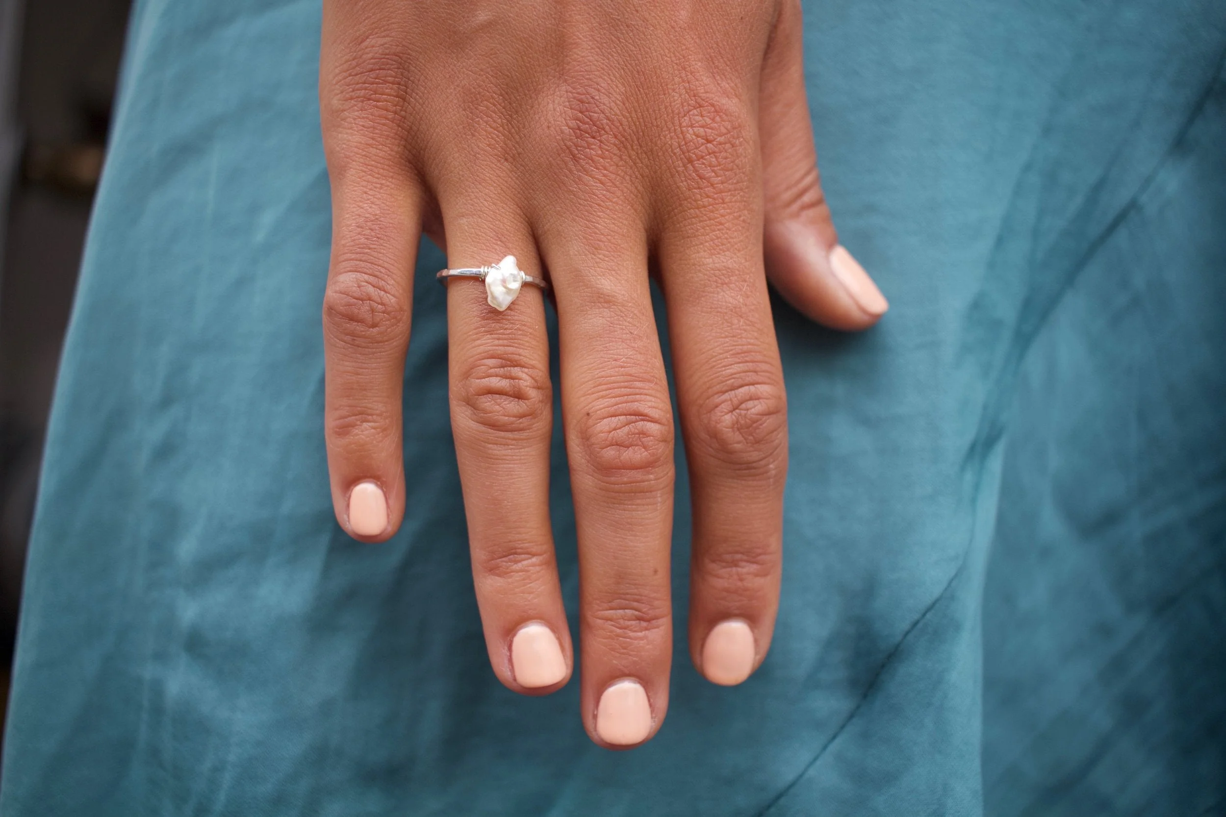 Freshwater Keshi Pearl Ring by Toasted Jewelry - Image 2
