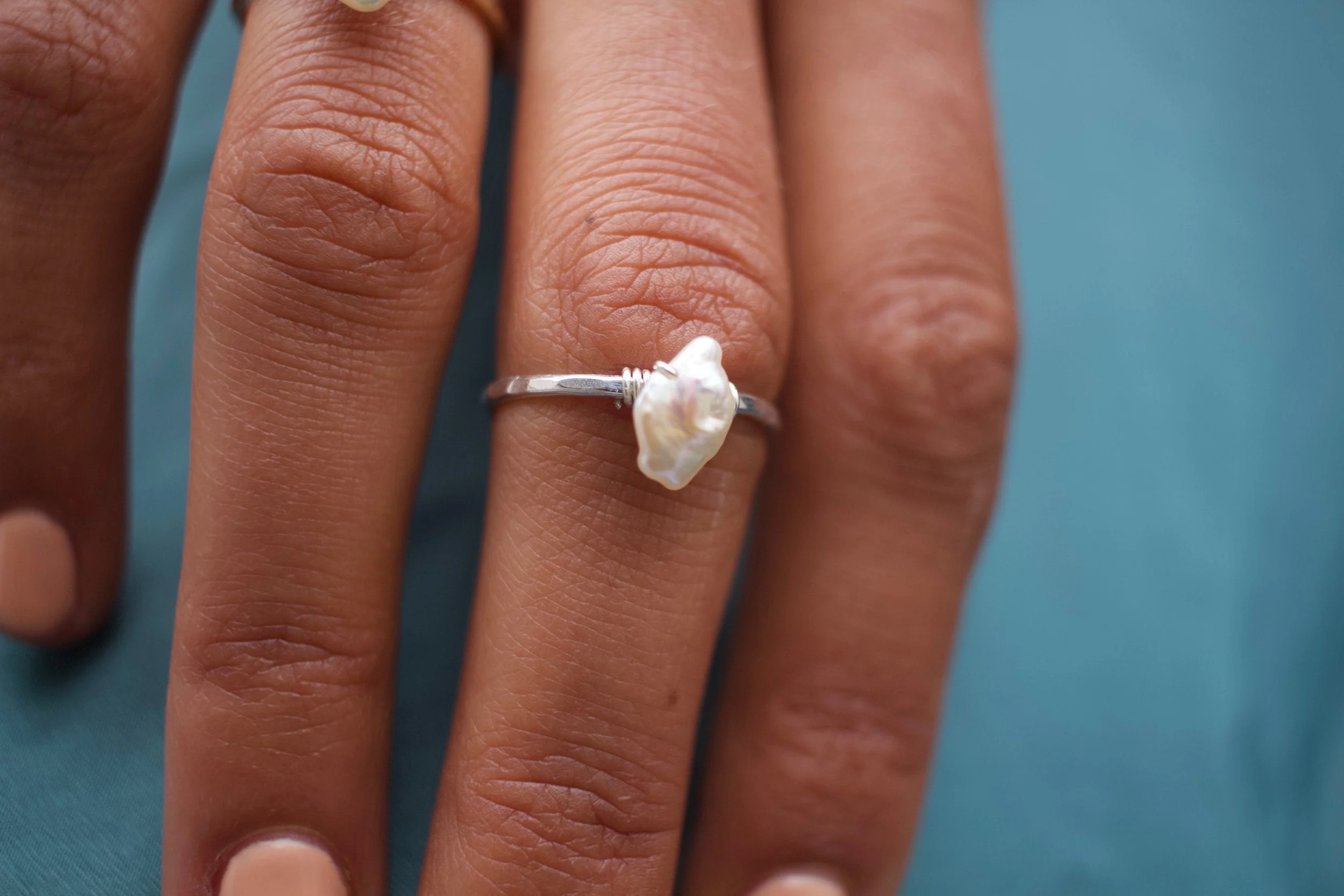 Freshwater Keshi Pearl Ring by Toasted Jewelry - Image 3