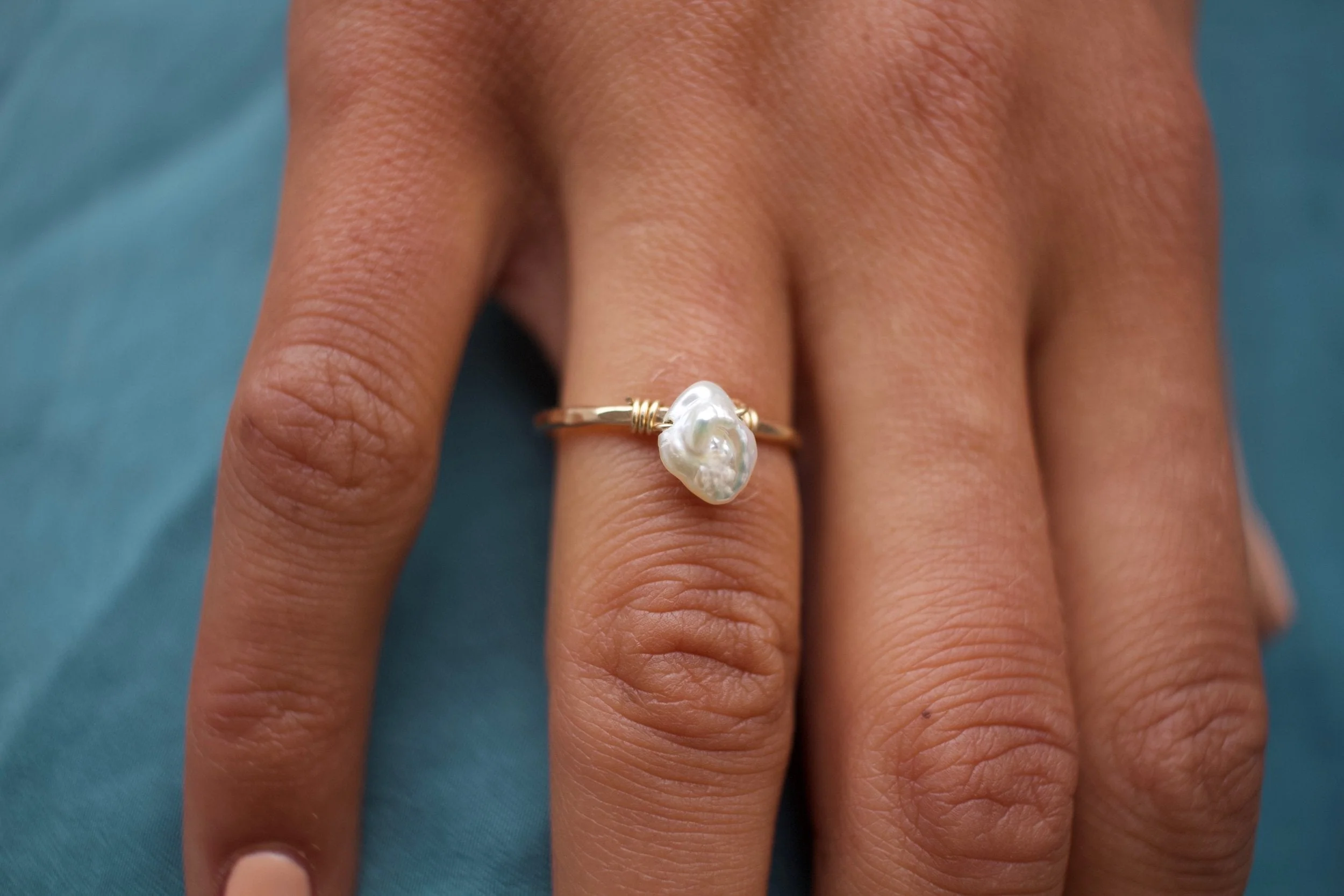 Freshwater Keshi Pearl Ring by Toasted Jewelry - Image 4