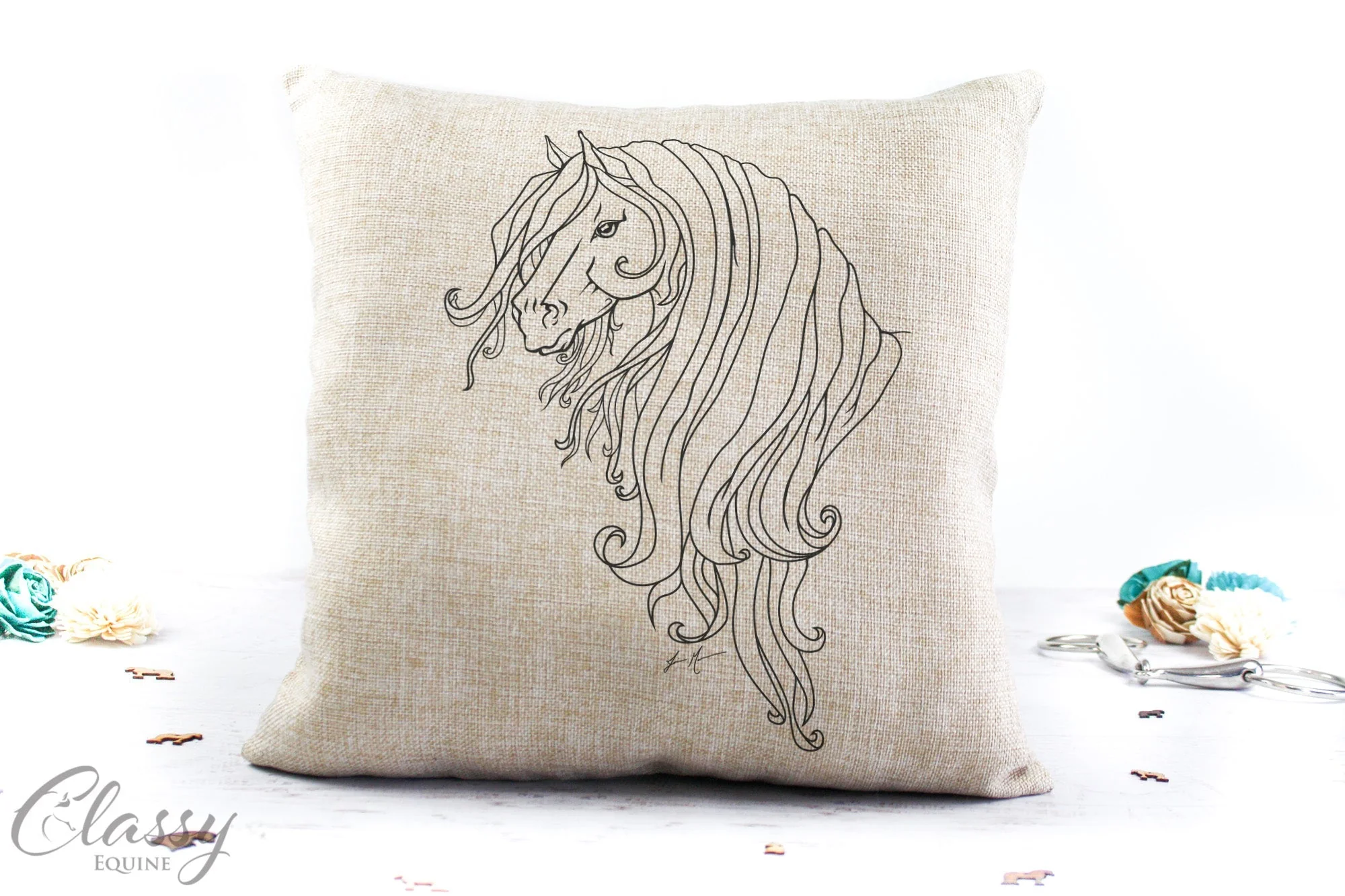 Friesian Horse Pillow Cover - Strength Friesian Mare by Classy Equine - Image 2