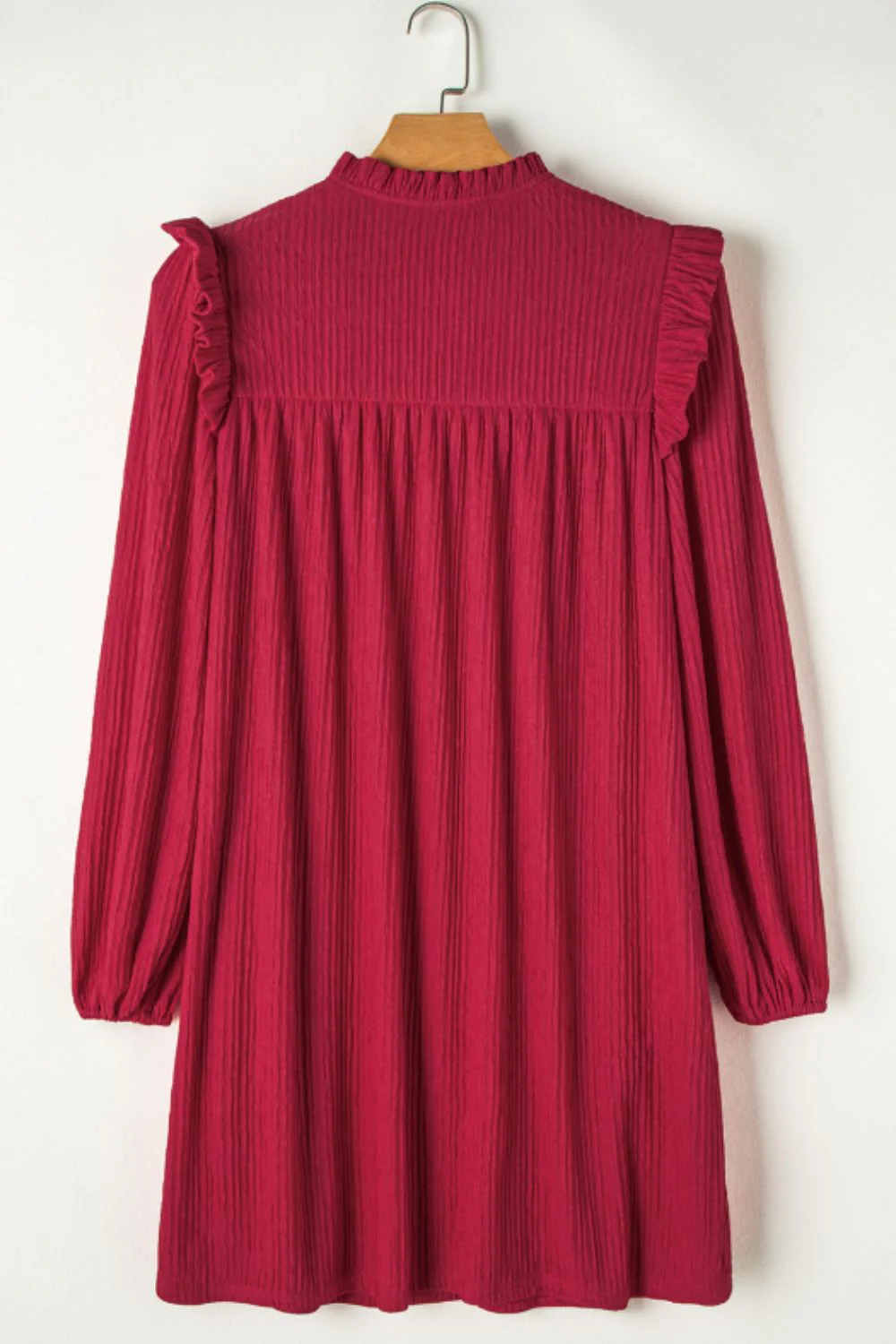 Frill Notched Long Sleeve Dress - Image 5