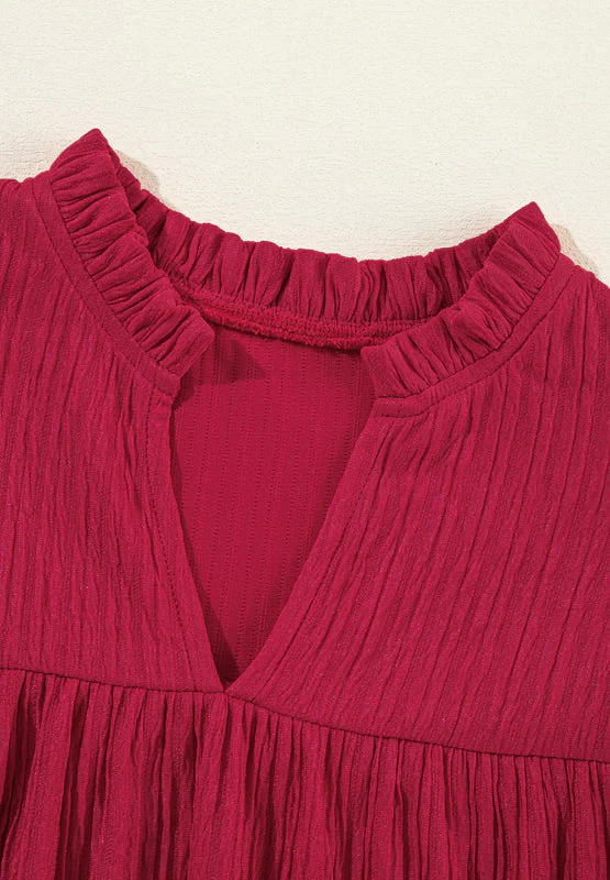 Frill Notched Long Sleeve Dress - Image 6
