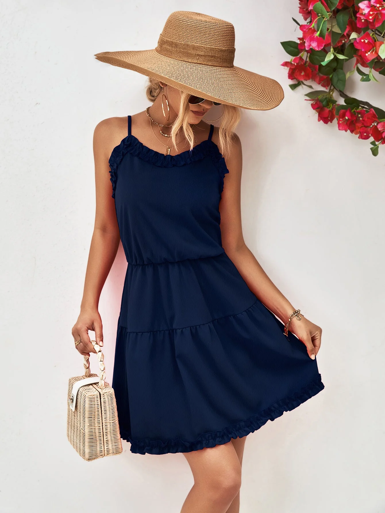 Frill Trim Spaghetti Strap Mini Dress - Image 10