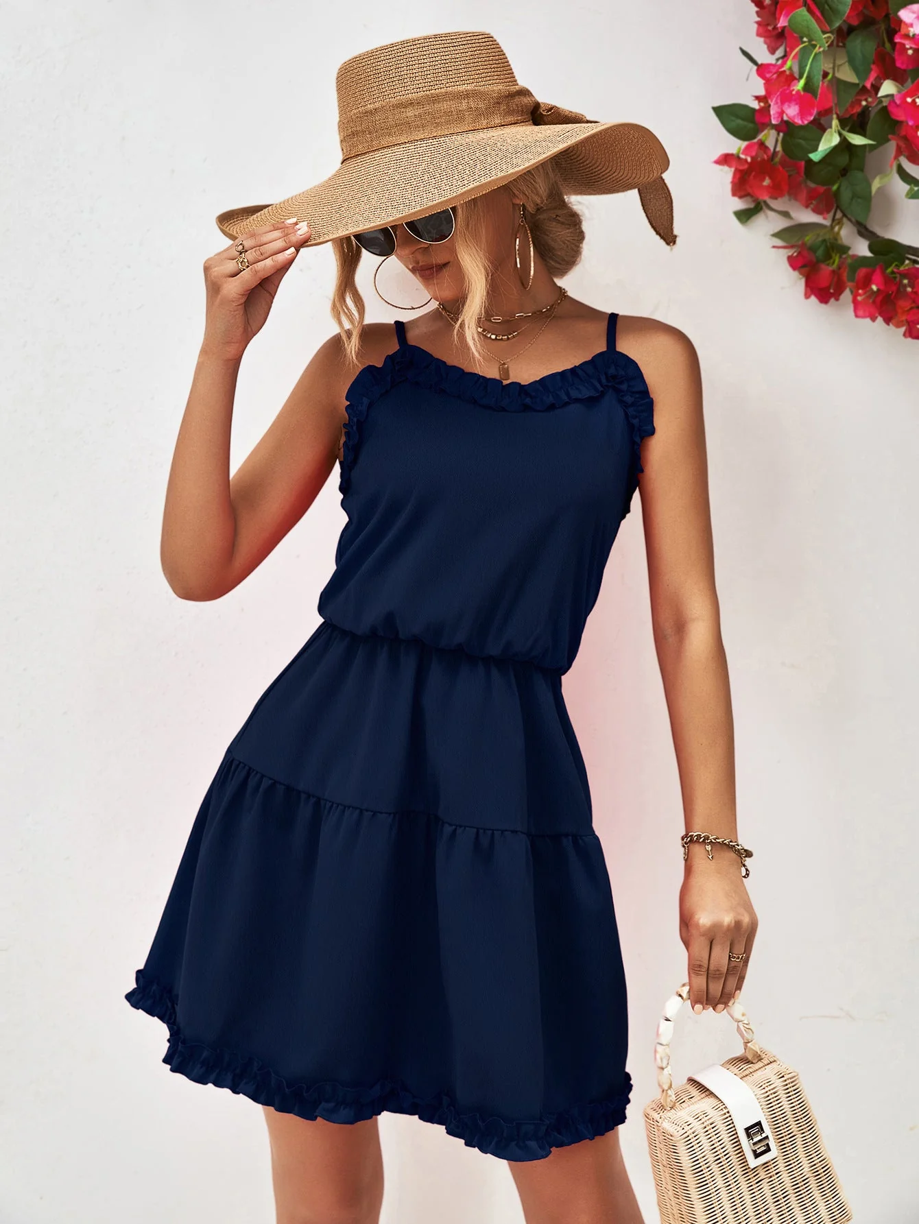 Frill Trim Spaghetti Strap Mini Dress - Image 11