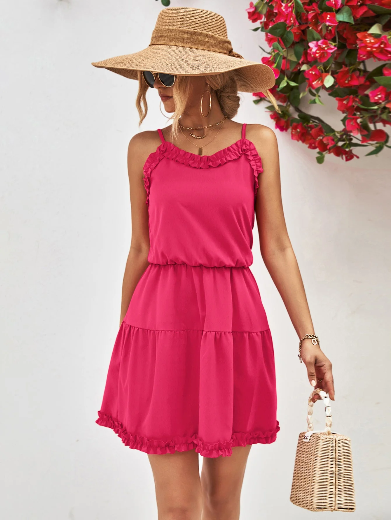 Frill Trim Spaghetti Strap Mini Dress - Image 4