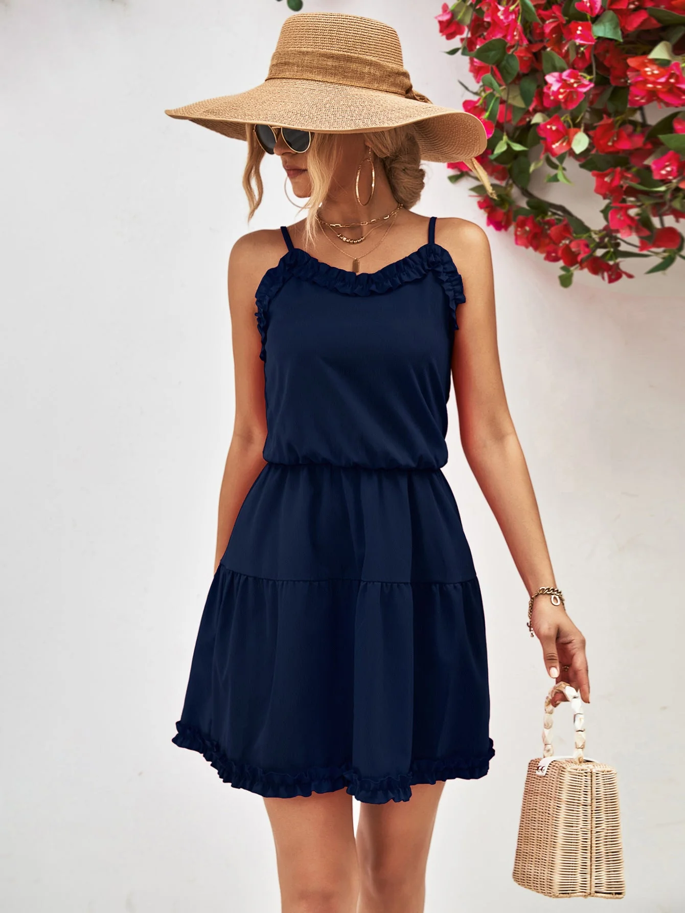 Frill Trim Spaghetti Strap Mini Dress - Image 7