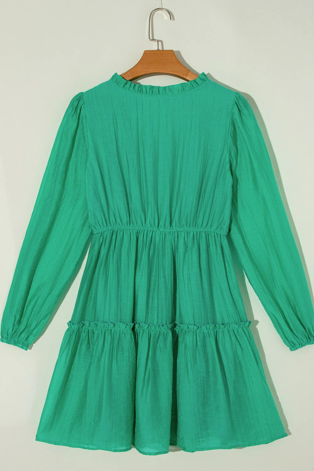 Frill V-Neck Long Sleeve Mini Dress - Image 4