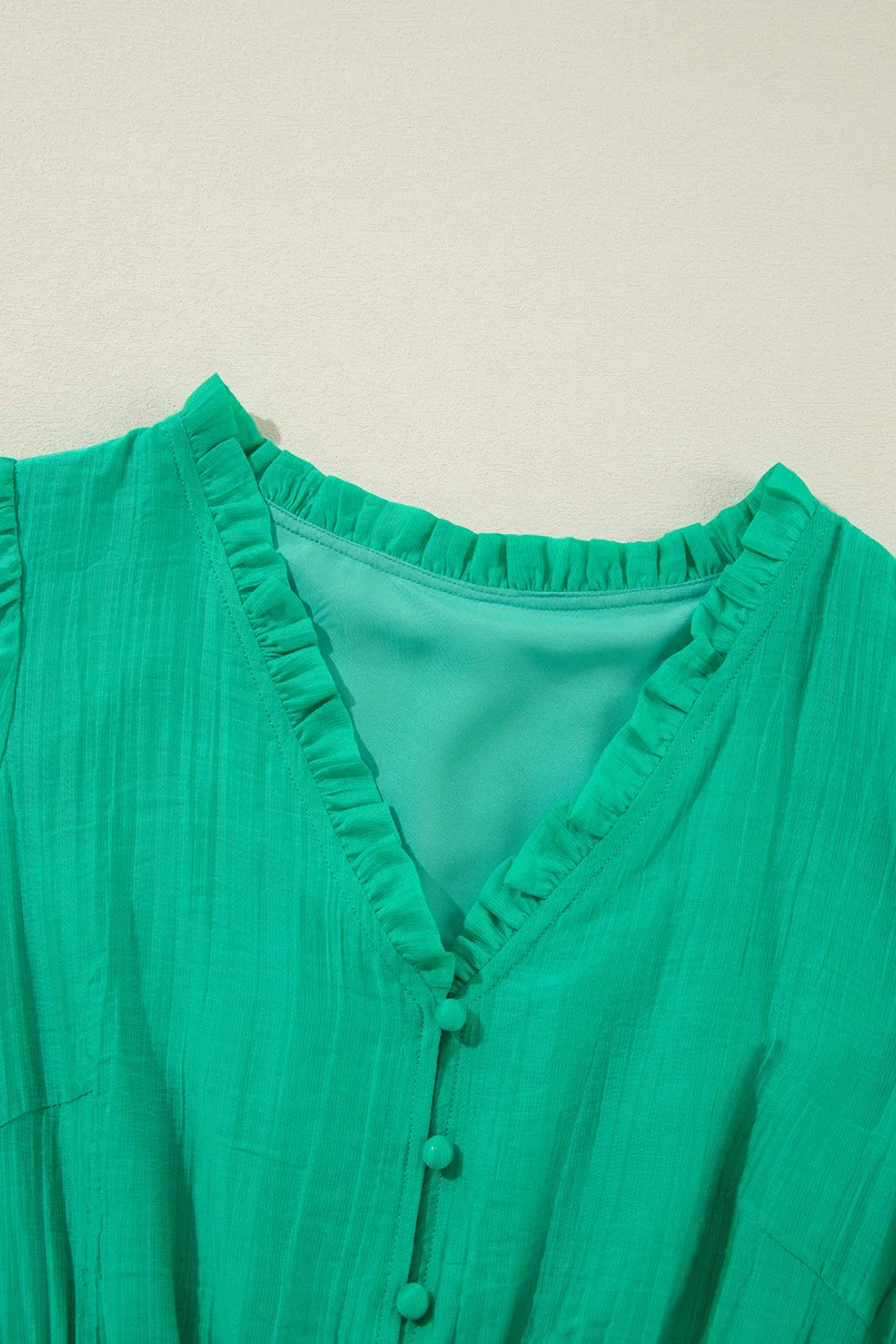 Frill V-Neck Long Sleeve Mini Dress - Image 5