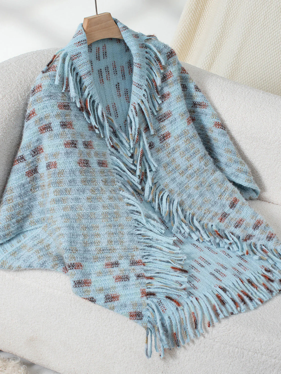 Fringe Open Front Half Sleeve Poncho - Image 12