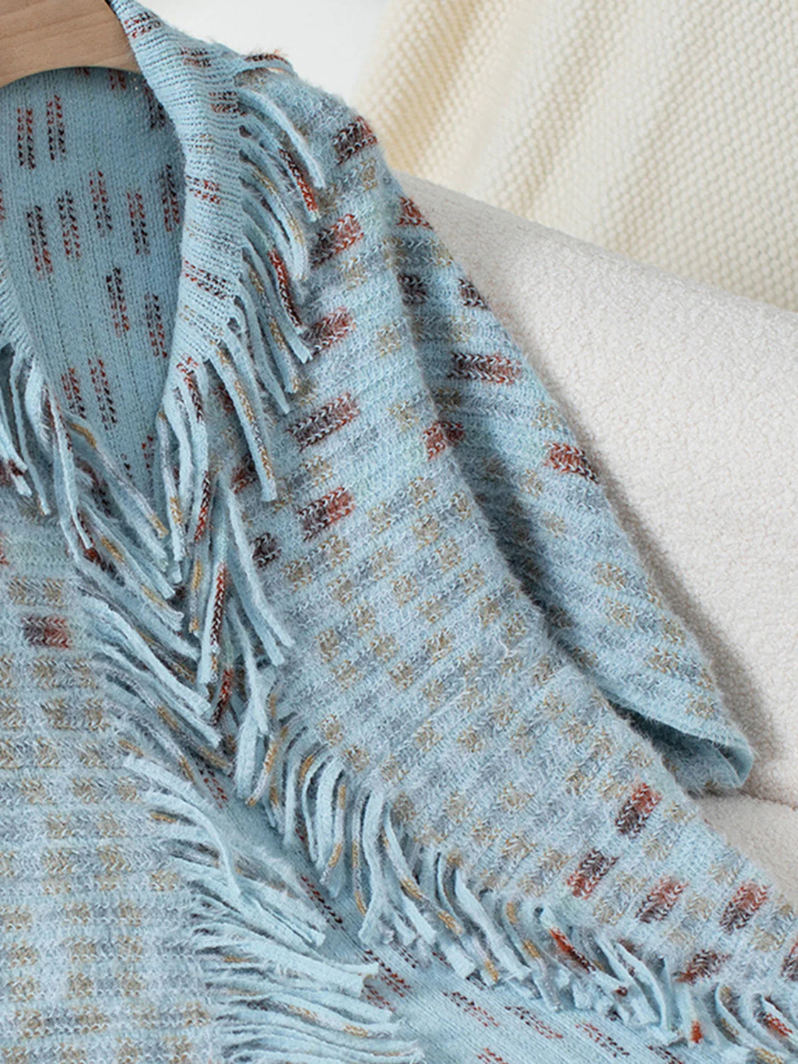 Fringe Open Front Half Sleeve Poncho - Image 13