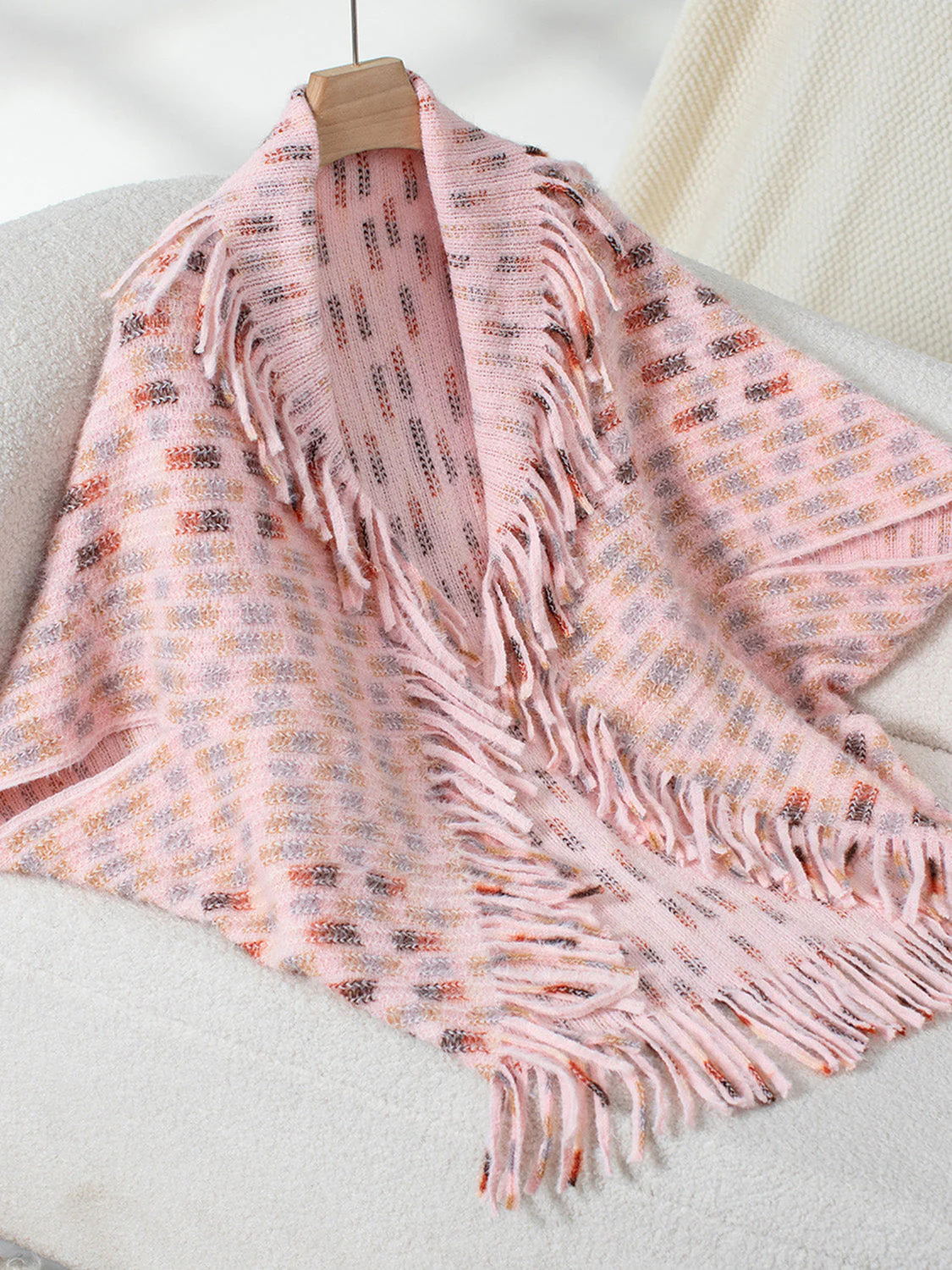 Fringe Open Front Half Sleeve Poncho - Image 6